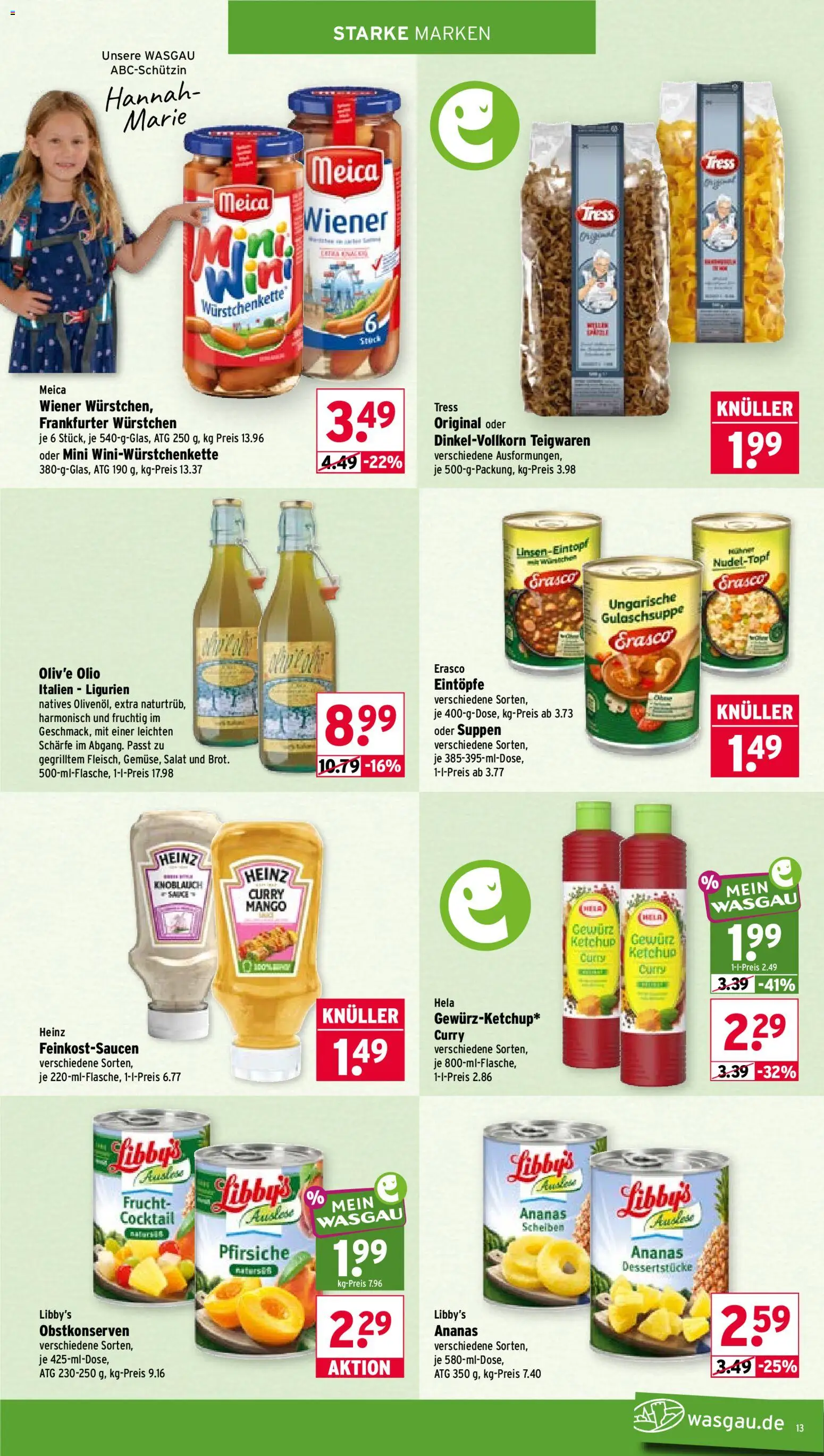 Wasgau Prospekt – gültig ab 10.08.2026 | Seite: 13 | Produkte: Ananas, Mango, Erasco, Ketchup