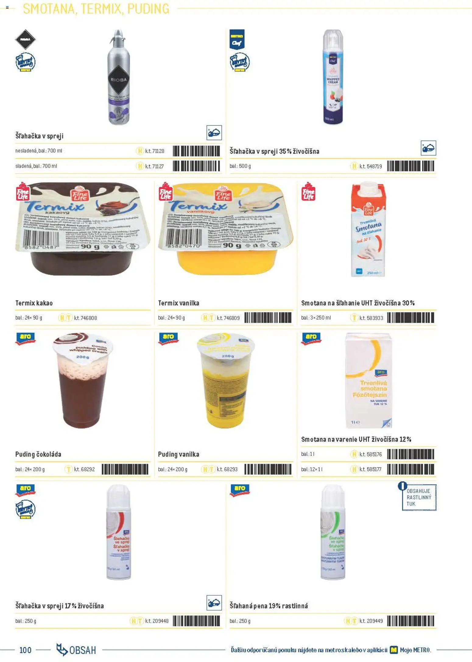Nové Metro akcie – leták je platný od 05.12.2025 | Strana: 100 | Produkty: Puding, Čokoláda, Smotana na šľahanie, Kakao