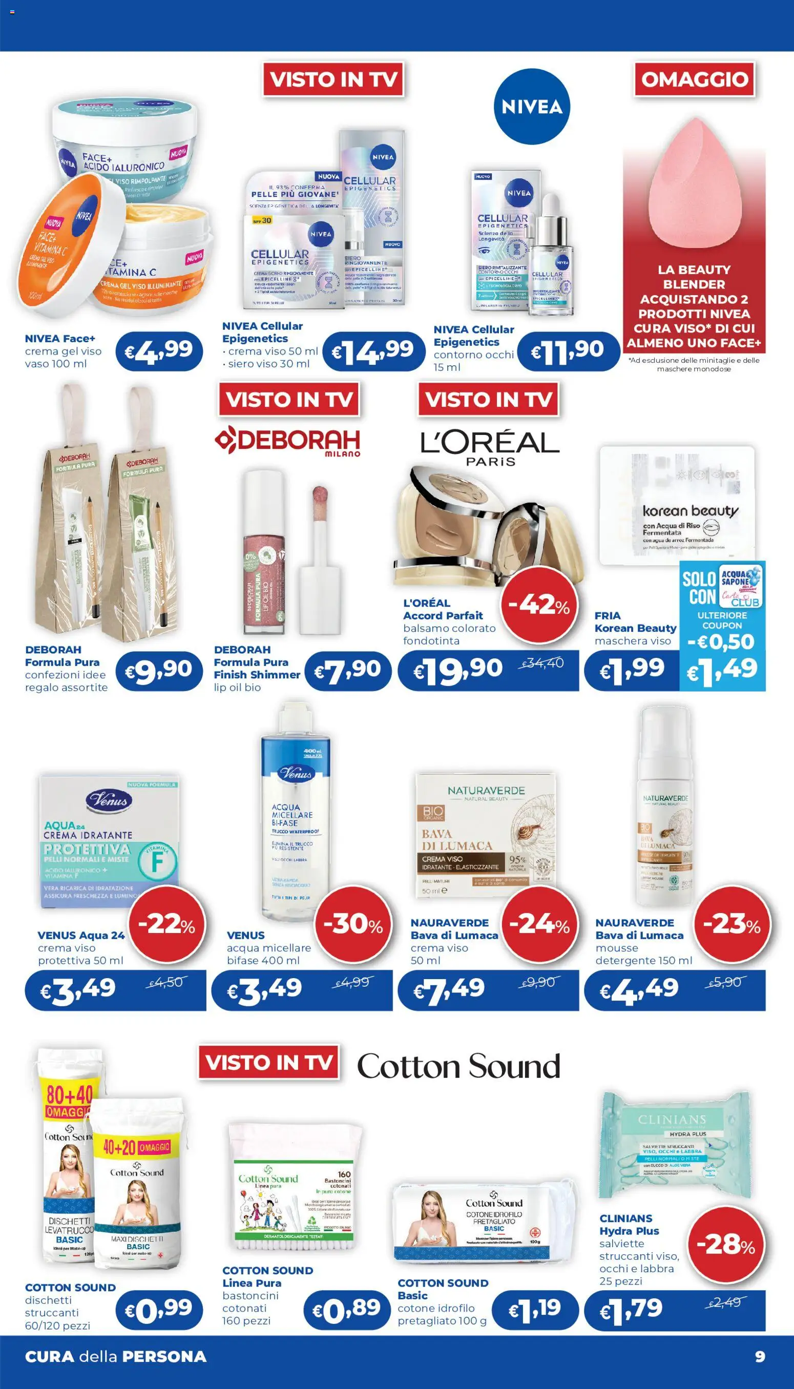 Volantino Acqua e Sapone del 24/09/2026 | Pagina: 9 | Prodotti: Balsamo, Salviette struccanti, Sapone, Trucco