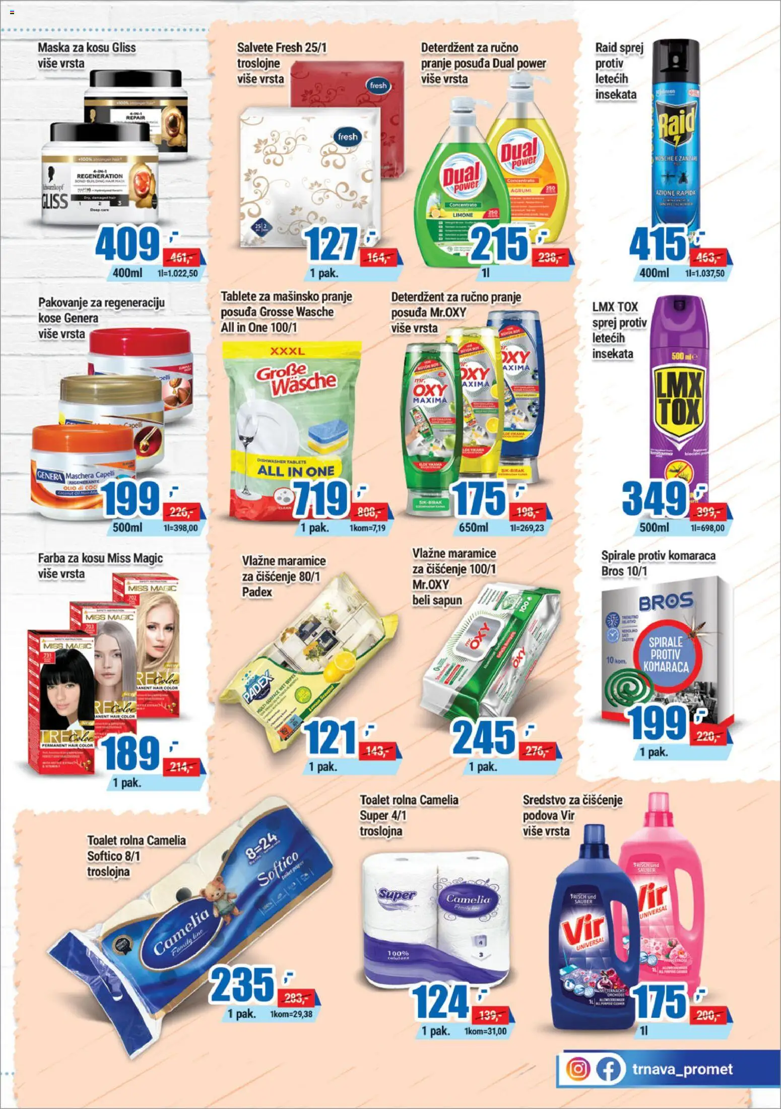 Trnava Promet katalog - važi od 21.05.2026 | Strana: 19 | Proizvode: Maska za kosu, Pakovanje, Maska, Vlažne maramice