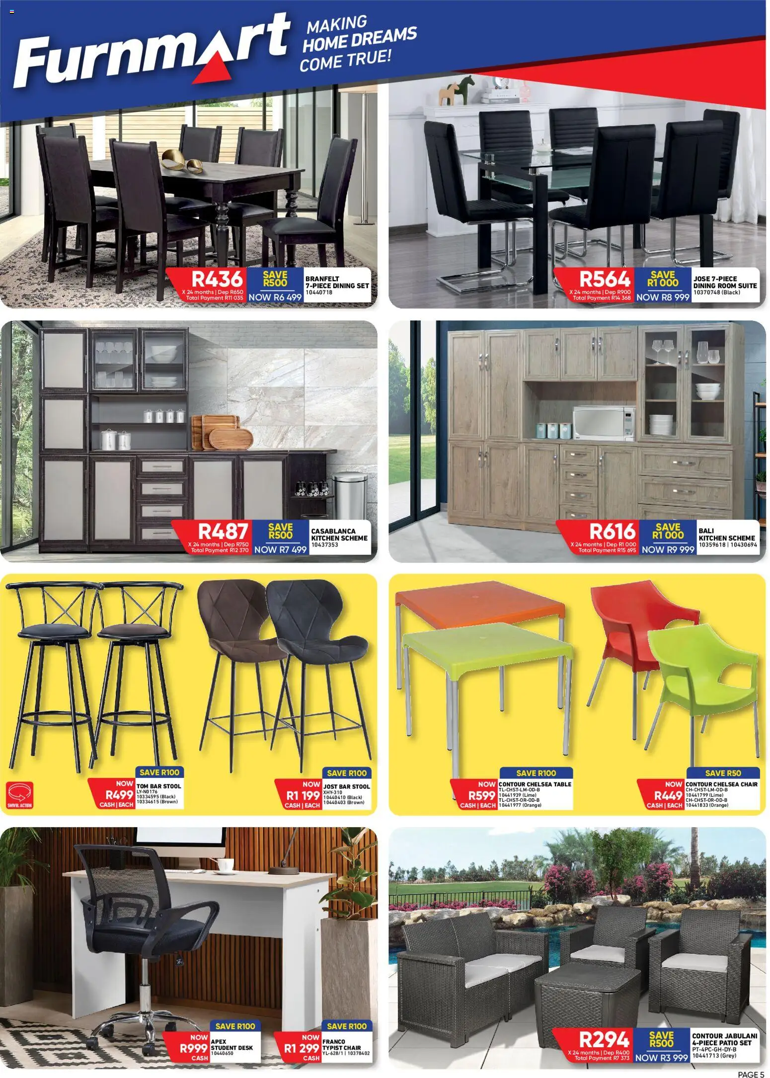 New Furnmart catalogue – valid from 11.05.2026 | Page: 5 | Products: Desk, Stool, Dining room suite, Lime