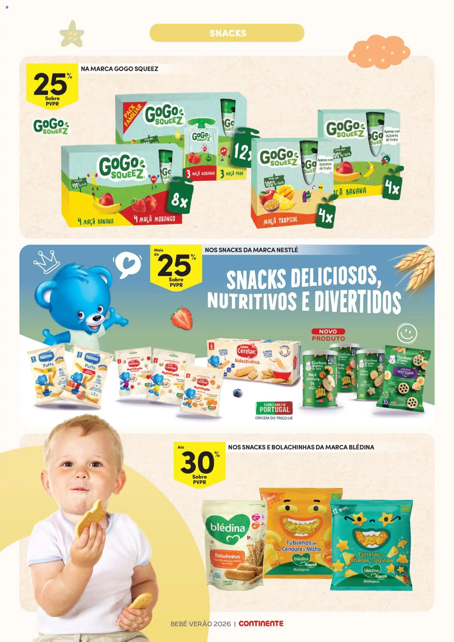 Continente Bebé Verão │ válido de 30/06/2026 | Página: 8 | Produtos: Banana, Quinoa, Nestlé, Maça