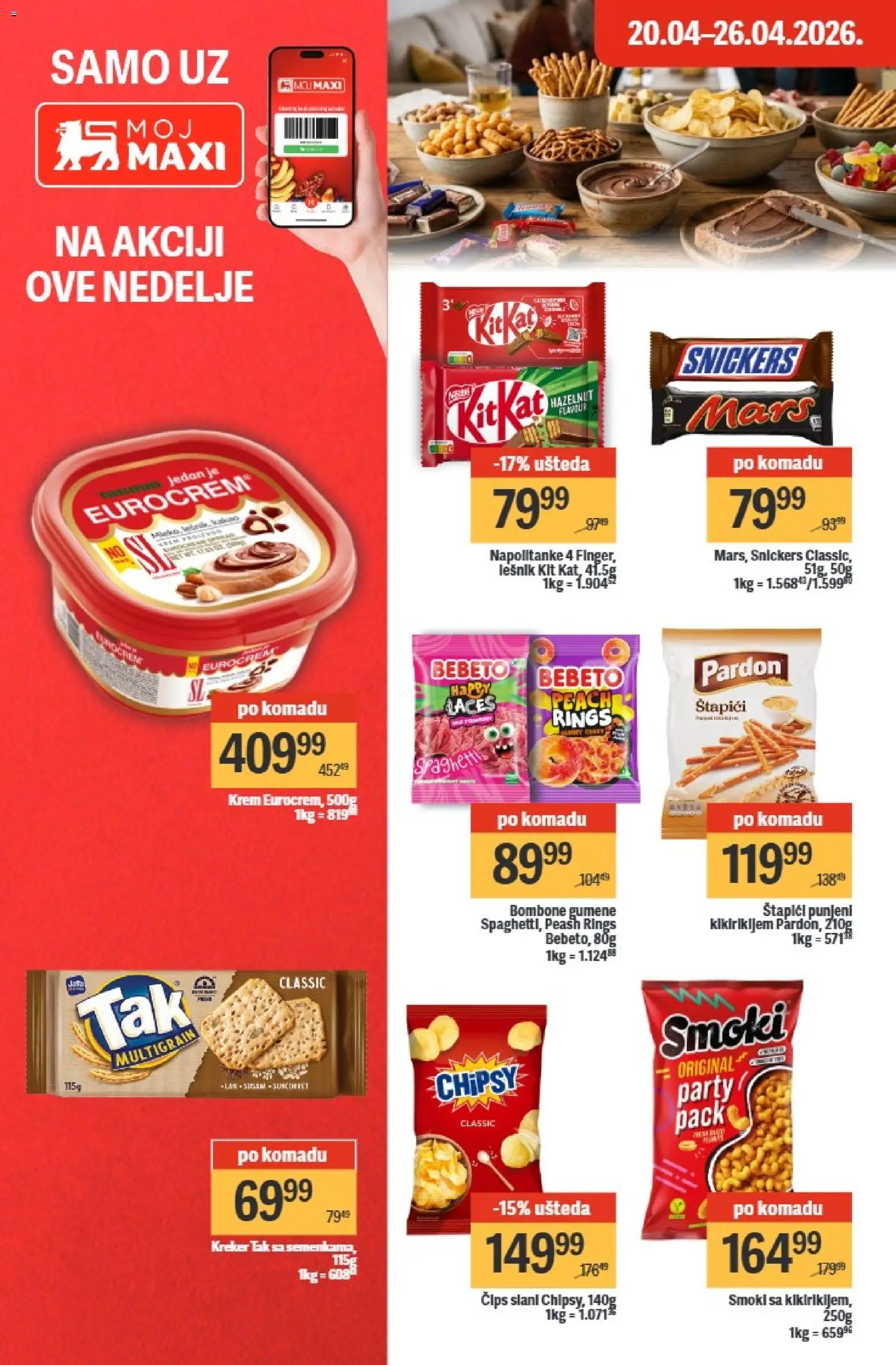 Maxi katalog - važi od 20.04.2026 | Strana: 26 | Proizvode: Bombone, Smoki, Eurocrem, Napolitanke