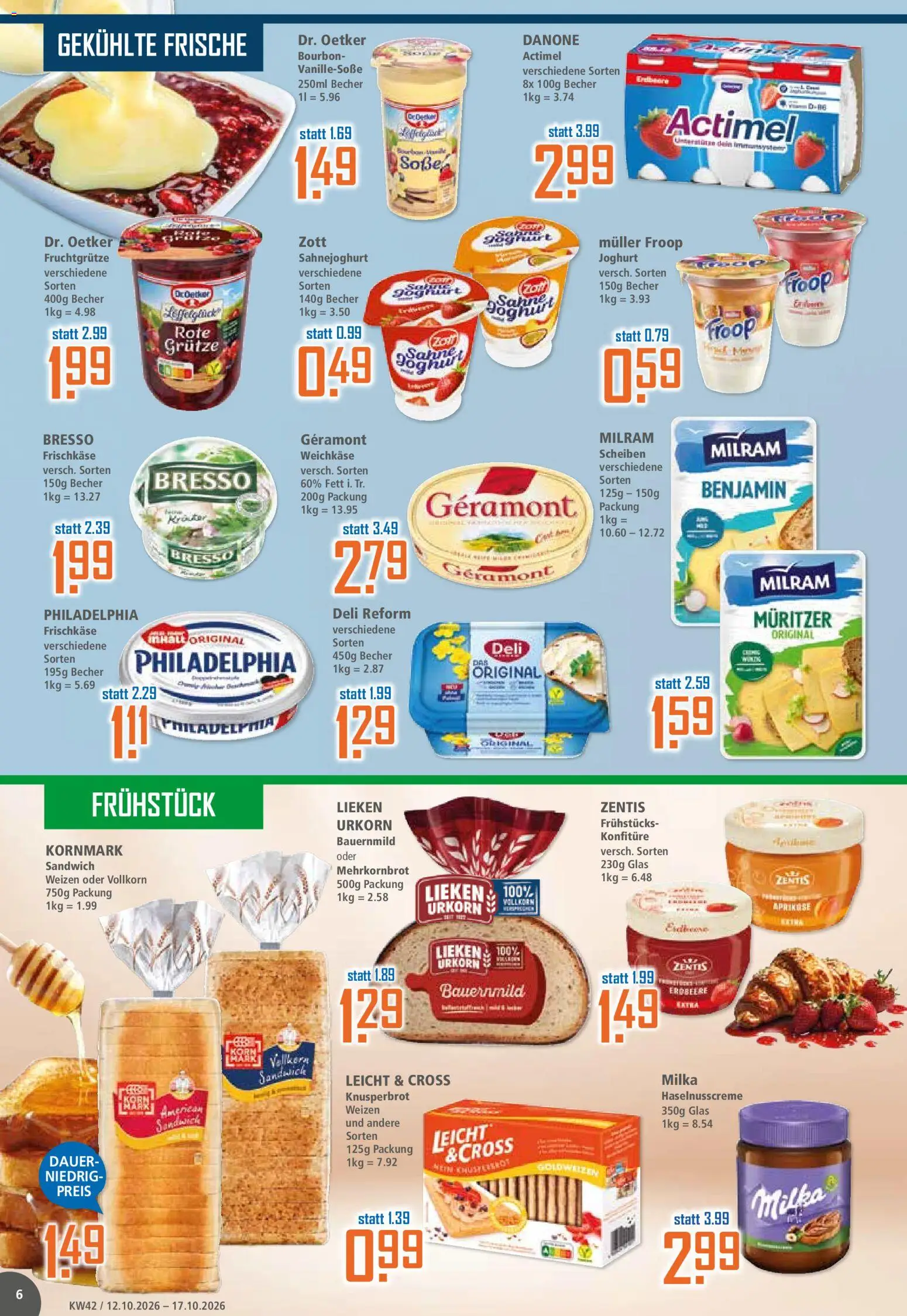Klaas & Kock Prospekt – gültig ab 12.10.2026 | Seite: 6 | Produkte: Froop, Geramont, Philadelphia, Soße