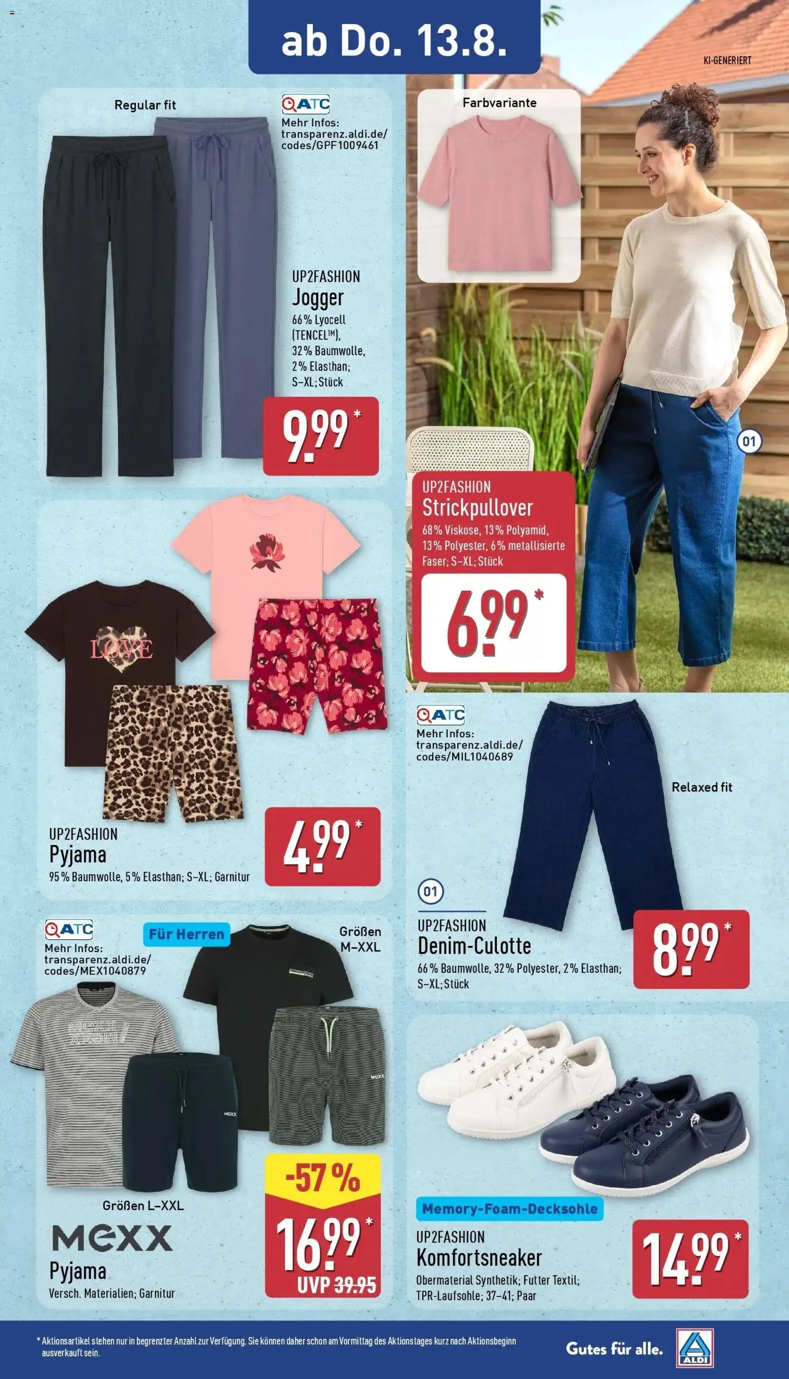 Aldi Wochenangebote (ab 10.08.2026) » Angebote Online | Seite: 21 | Produkte: Up2fashion, Pyjama