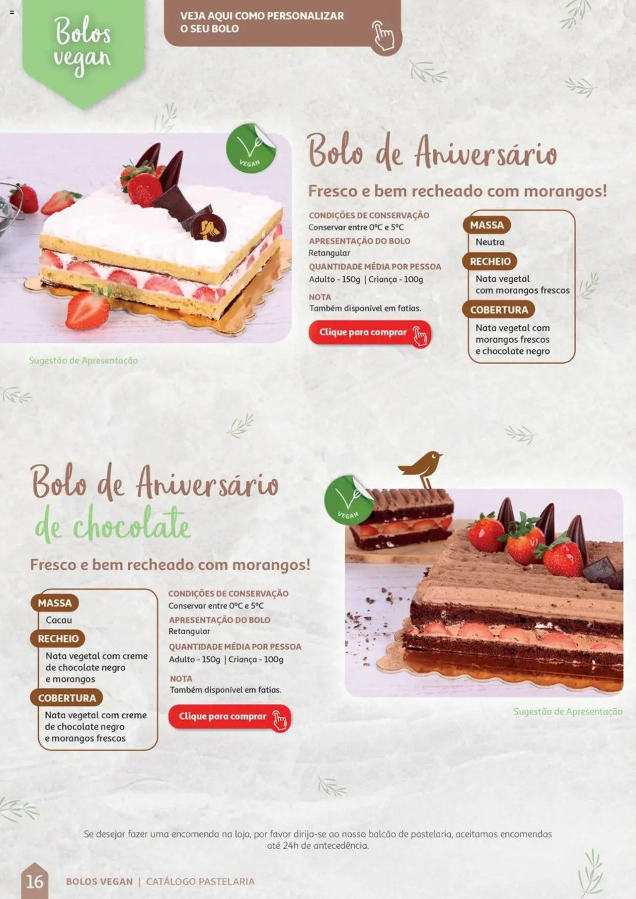 Auchan Catálogo de Pastelaria │ válido de 08/04/2024 | Página: 16 | Produtos: Bolo, Nata, Morangos, Massa