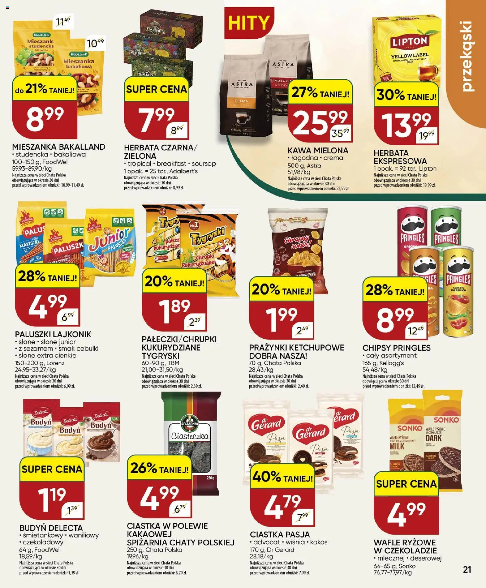 Chata Polska gazetka od 22.10.2026 | Strona: 21 | Produkty: Chipsy, Wafle ryżowe, Paluszki, Ciastka