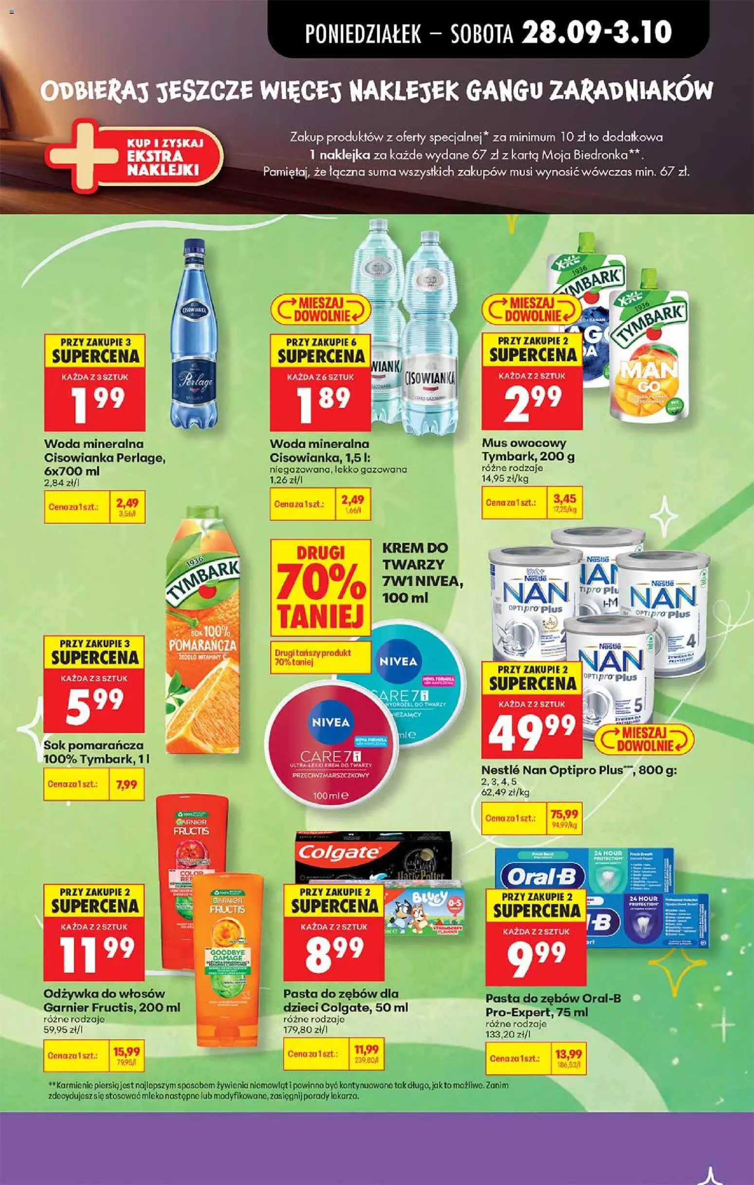 Biedronka gazetka - Gang zaradniaków od 28.09.2026 | Strona: 6 | Produkty: Karta, Tymbark, Pasta do zębów dla dzieci, Pasta do zębów