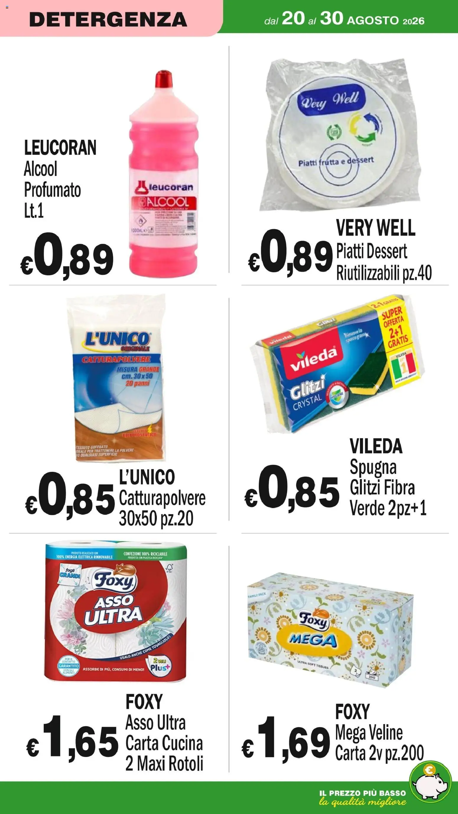 Volantino Primo Prezzo del 20/08/2026 | Pagina: 24 | Prodotti: Spugna, Piatti, Frutta, Basso