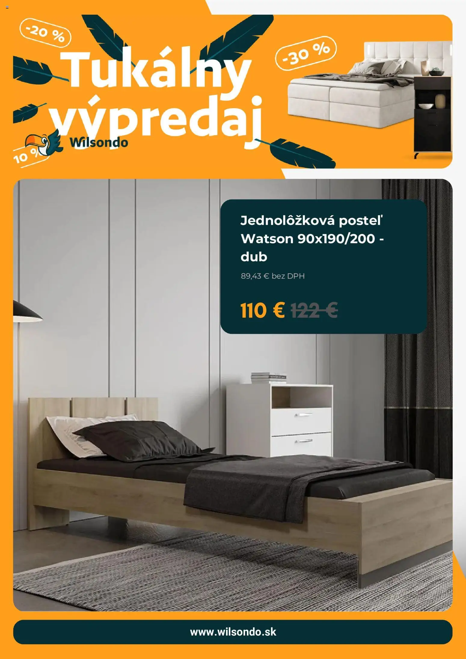 Nové Wilsondo akcie – leták je platný od 10.09.2026 | Strana: 5 | Produkty: Posteľ, Jednolôžková posteľ
