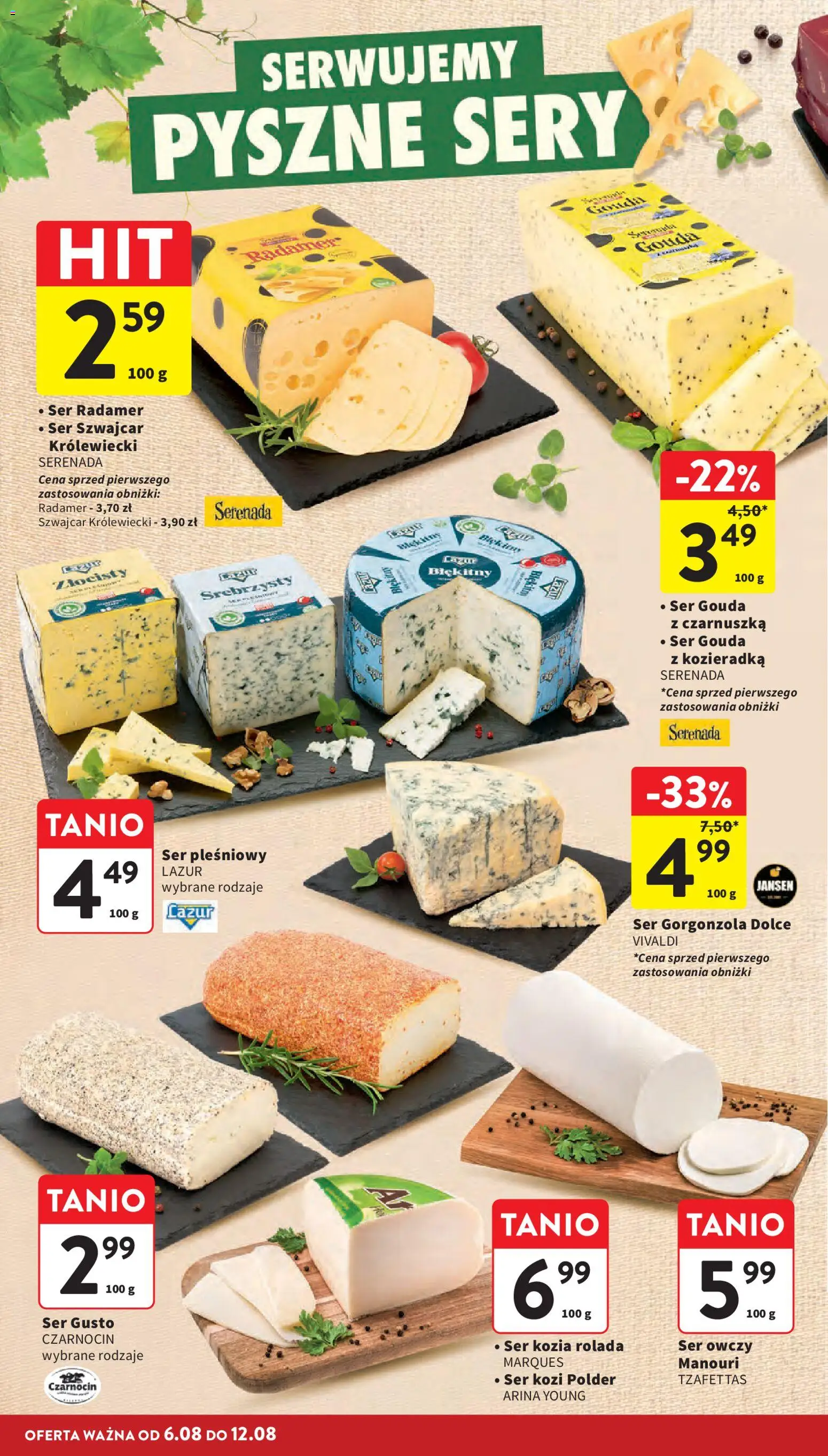 Intermarche gazetka od 06.08.2026 | Strona: 18 | Produkty: Ser kozi, Ser owczy, Gorgonzola, Ser gouda