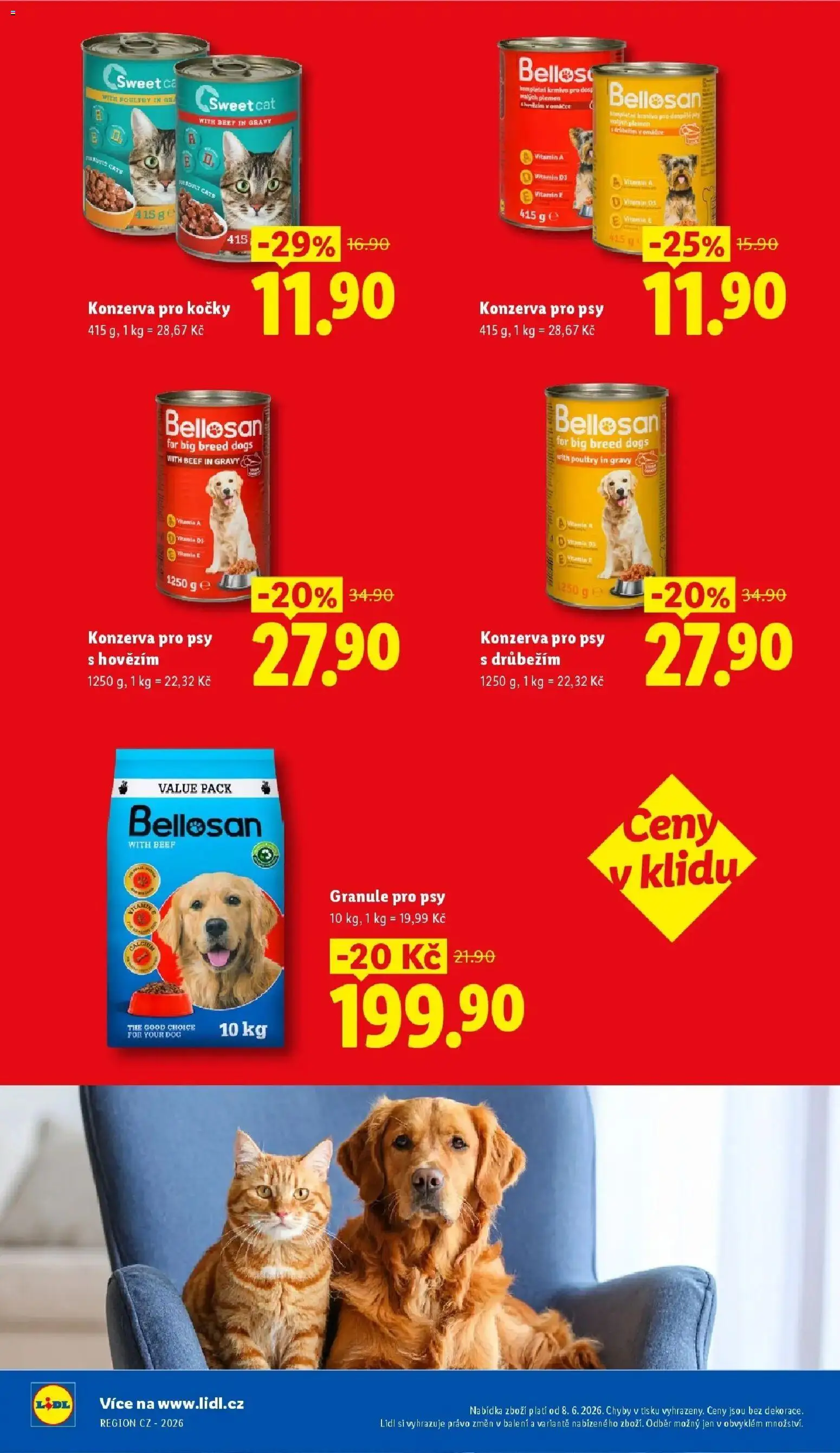 Lidl leták od 20.08.2026 - Nový akční leták | Strana: 5 | Produkty: Granule pro psy, Granule, Konzerva pro psy, Konzerva pro kočky