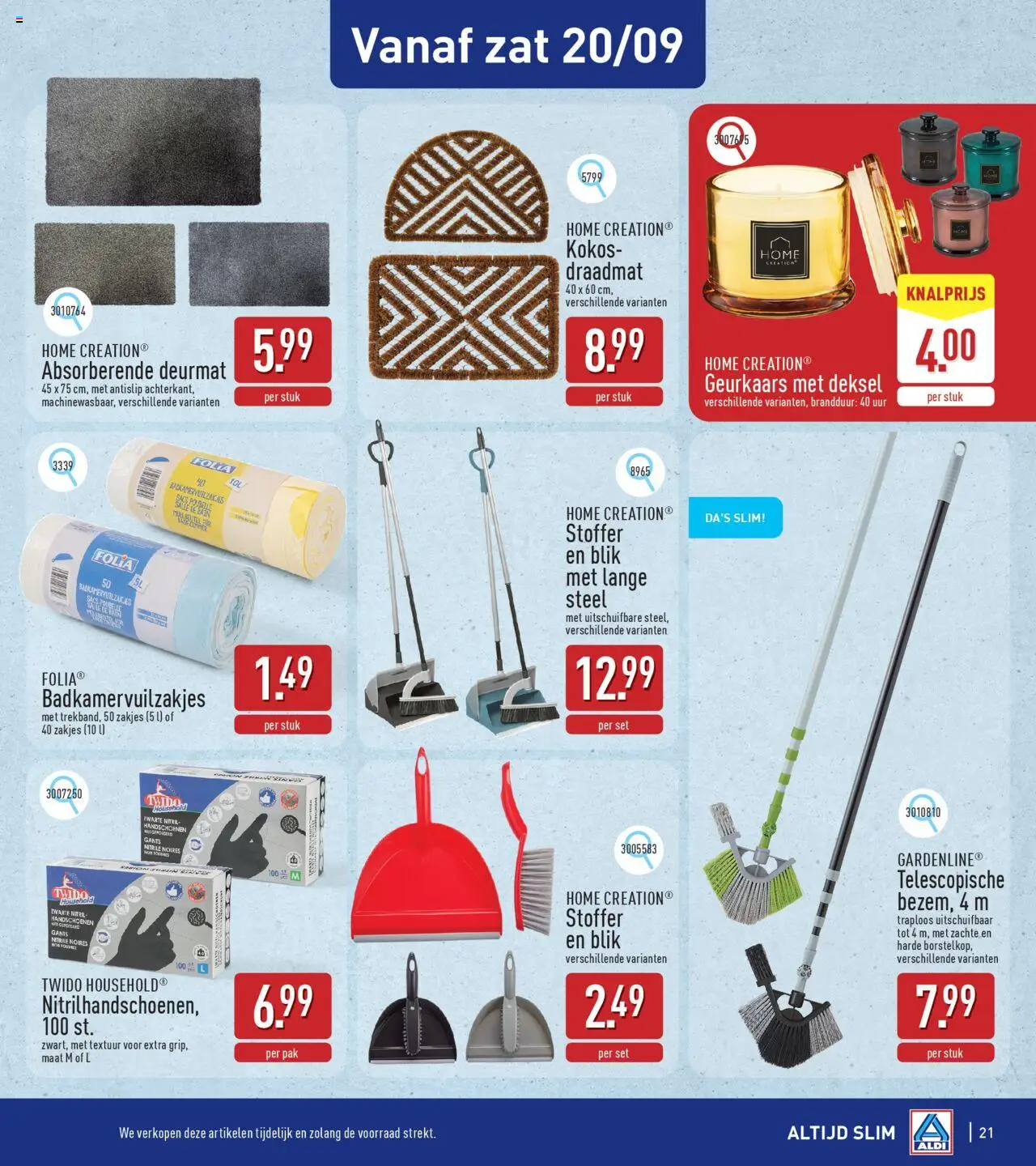 {H1} | Pagina: 21 | Producten: Handschoenen, Deurmat, Stoffer