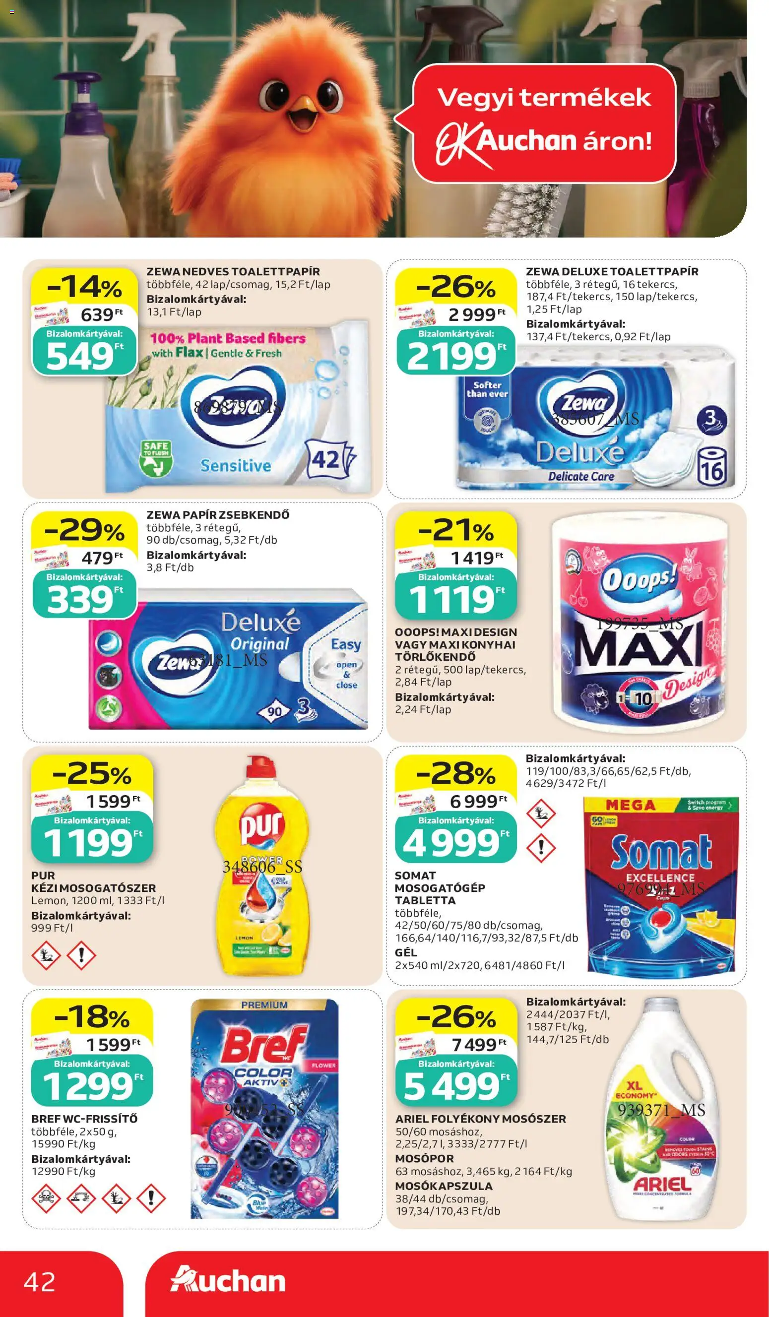 Auchan akciós ujság - amely érvényes a következő dátumtól: 28.05.2026 | Oldal: 42 | Termékek: Somat, Törlőkendő, Mosókapszula, Mosószer