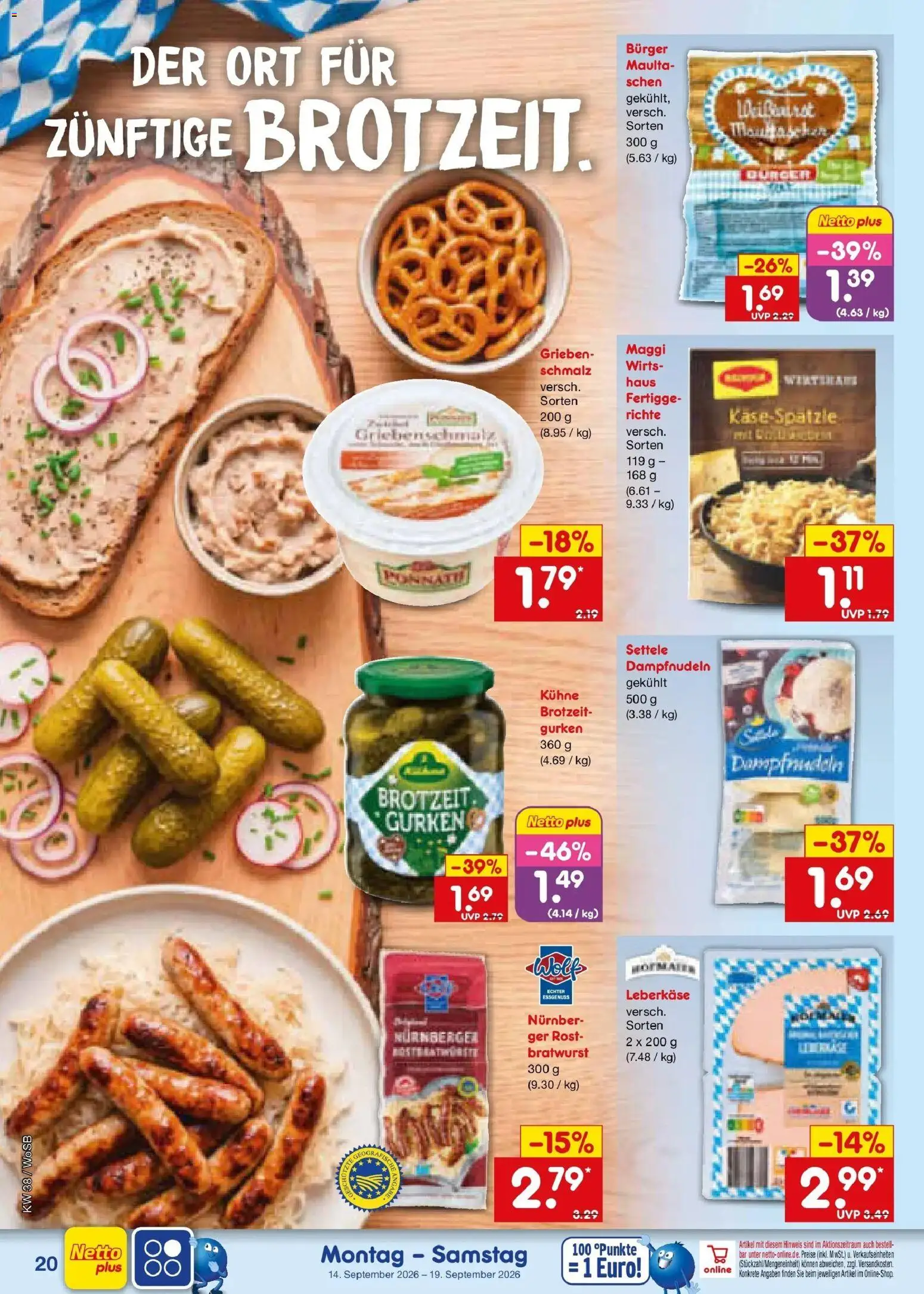 Netto Marken-Discount Prospekt Ludwigshafen-Edigheim – gültig ab 14.09.2026 | Seite: 30 | Produkte: Maggi, Bratwurst, Burger, Leberkase