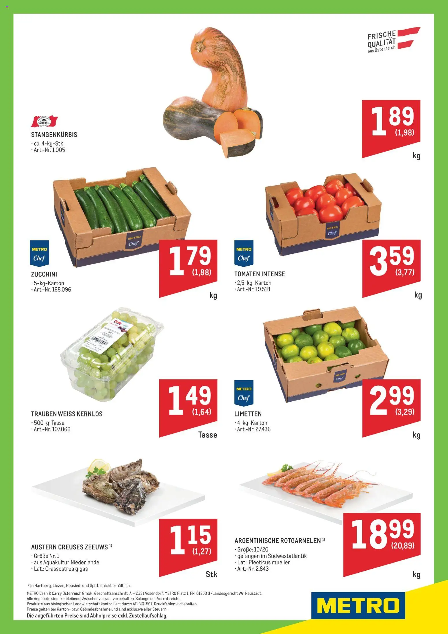 Metro angebote Ultrafrische Wochenhits gültig ab 24.08.2026 | Seite: 2 | Produkte: Zucchini, Tomaten
