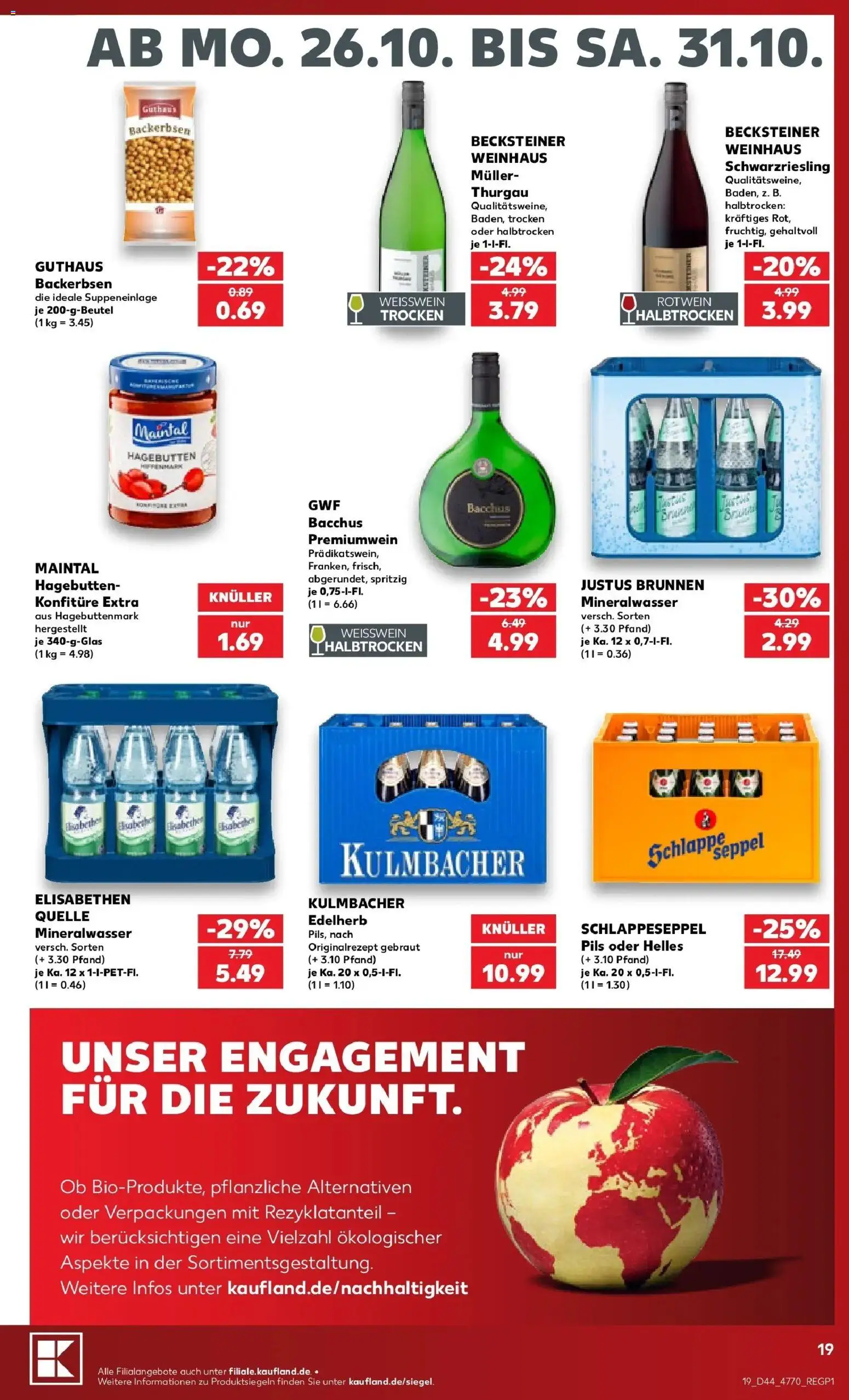 Prospekt Kaufland ab 26.10.2026 » Angebote Online zum Blättern | Seite: 23 | Produkte: Weißwein, Rotwein, Pils, Mineralwasser
