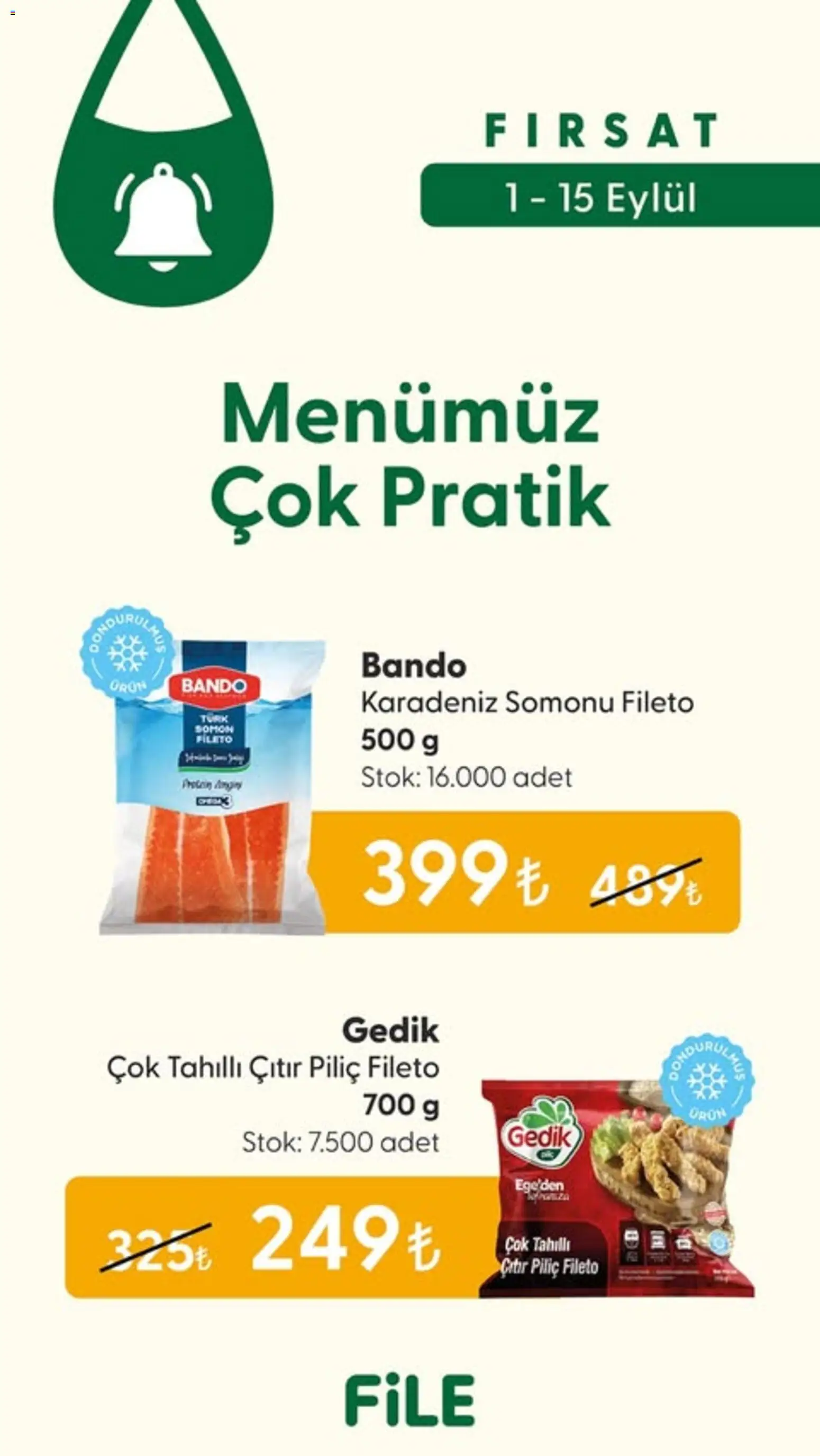 File Market Katalog - 01 Eylül 2026 tarihinden itibaren geçerlidir | Sayfa: 5 | Ürünler: Somon fileto, Piliç, Somon
