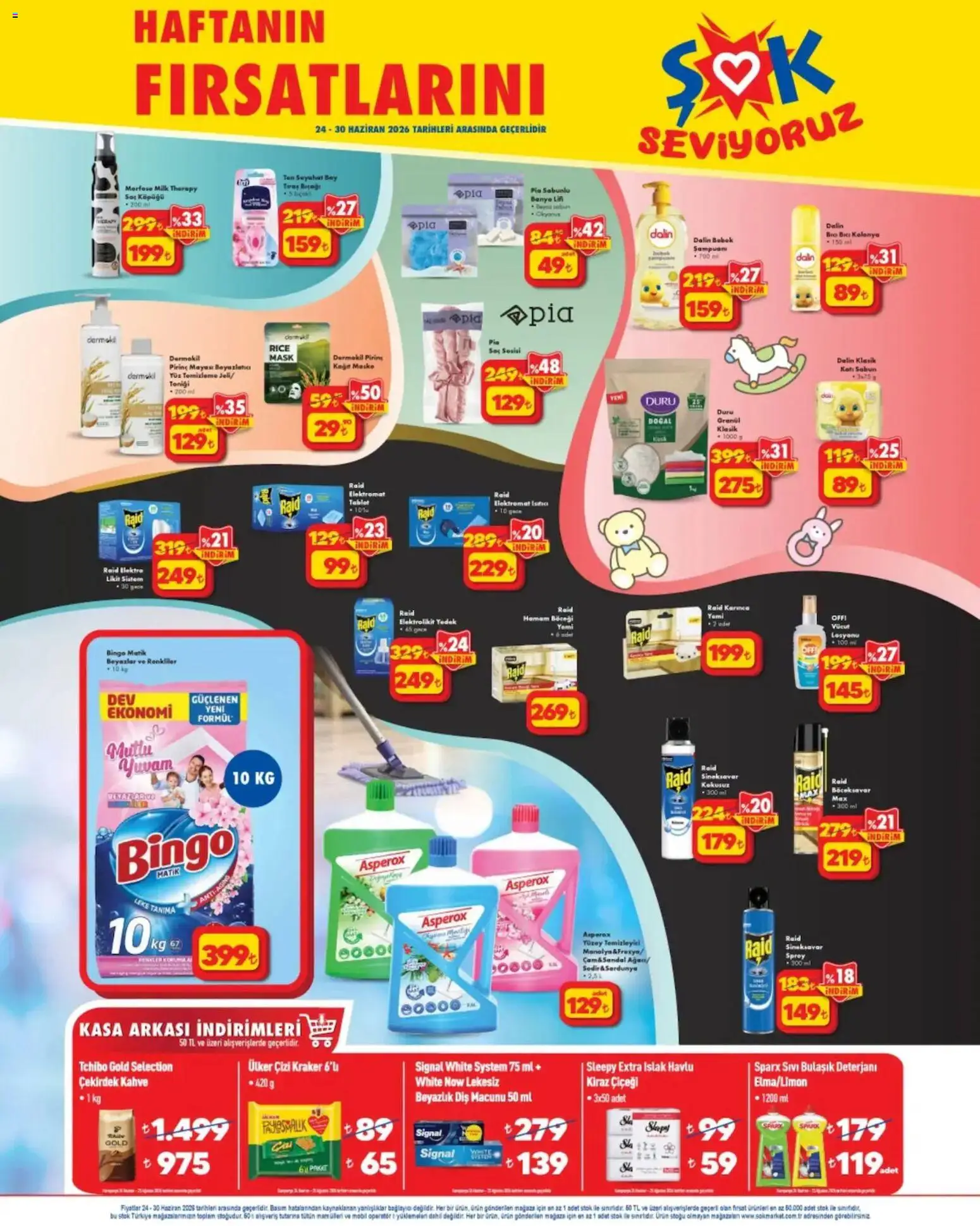Şok Market Katalog - 24 Haziran 2026 tarihinden itibaren geçerlidir | Sayfa: 2 | Ürünler: Banyo, Diş macunu, Pirinç, Bağlayıcı