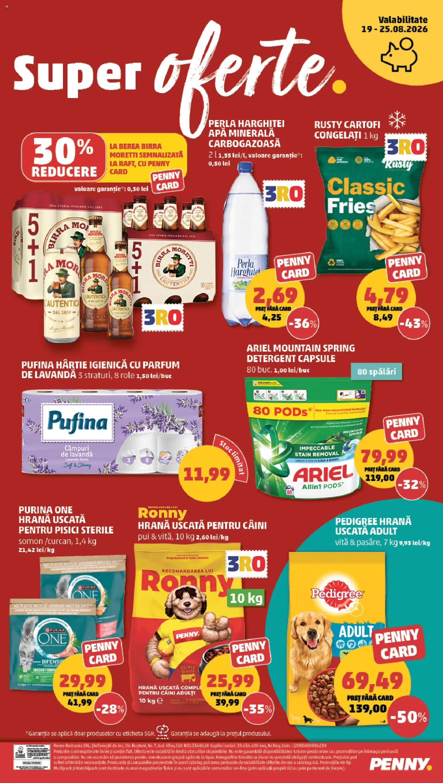 Noul catalog PENNY – valabil de la 19.08.2026 | Pagină: 20 | Produse: Apa minerala, Pui, Role, Tip