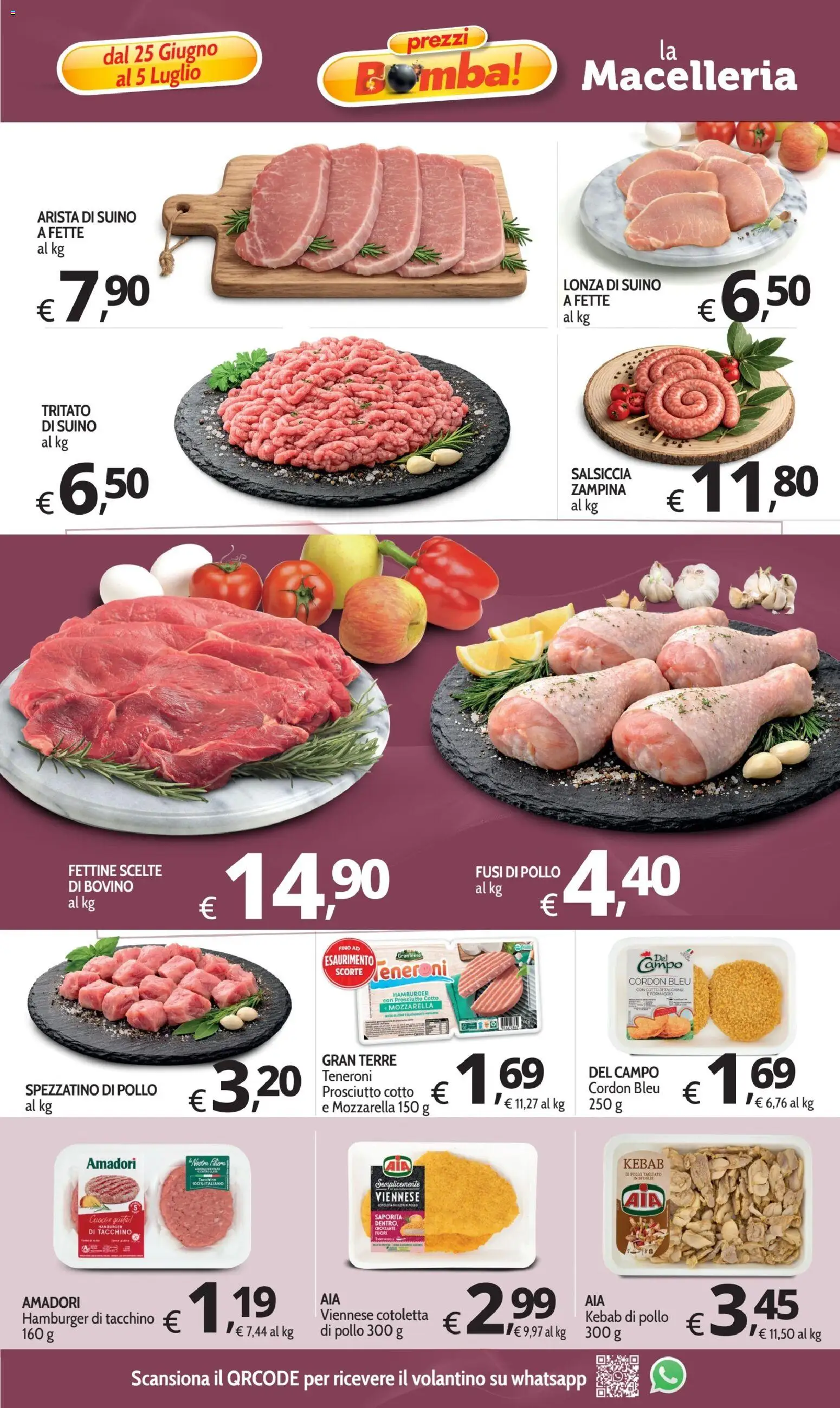 Volantino Primo Prezzo del 25/06/2026 | Pagina: 7 | Prodotti: Pollo, Tacchino, Mozzarella, Prosciutto