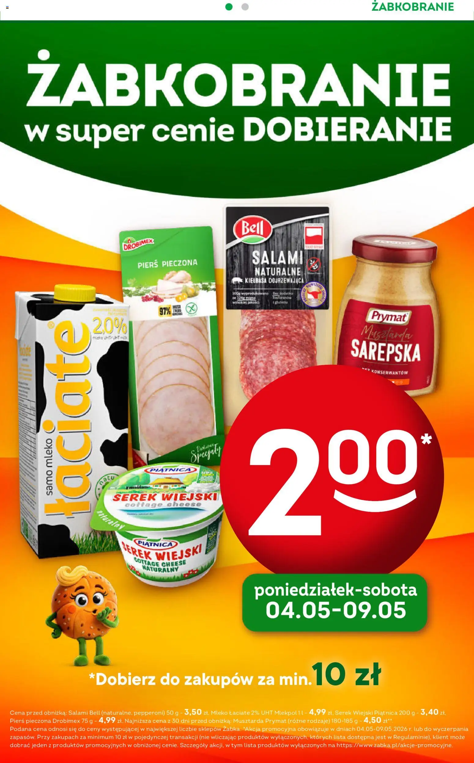 Żabka gazetka - Codzienne produkty od 06.05.2026 | Strona: 2 | Produkty: Kiełbasa dojrzewająca, Musztarda, Serek wiejski, Salami