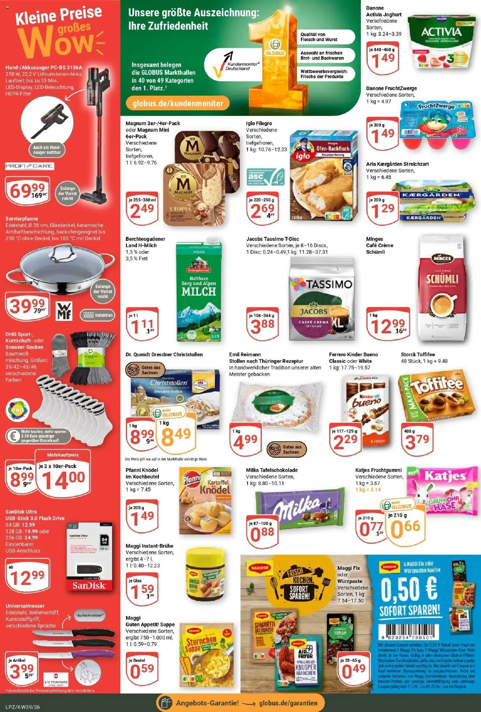 Globus Prospekt Leipzig (ab 21.09.2026) » Angebote online | Seite: 4 | Produkte: Maggi, Fruchtzwerge, Milka, Brot