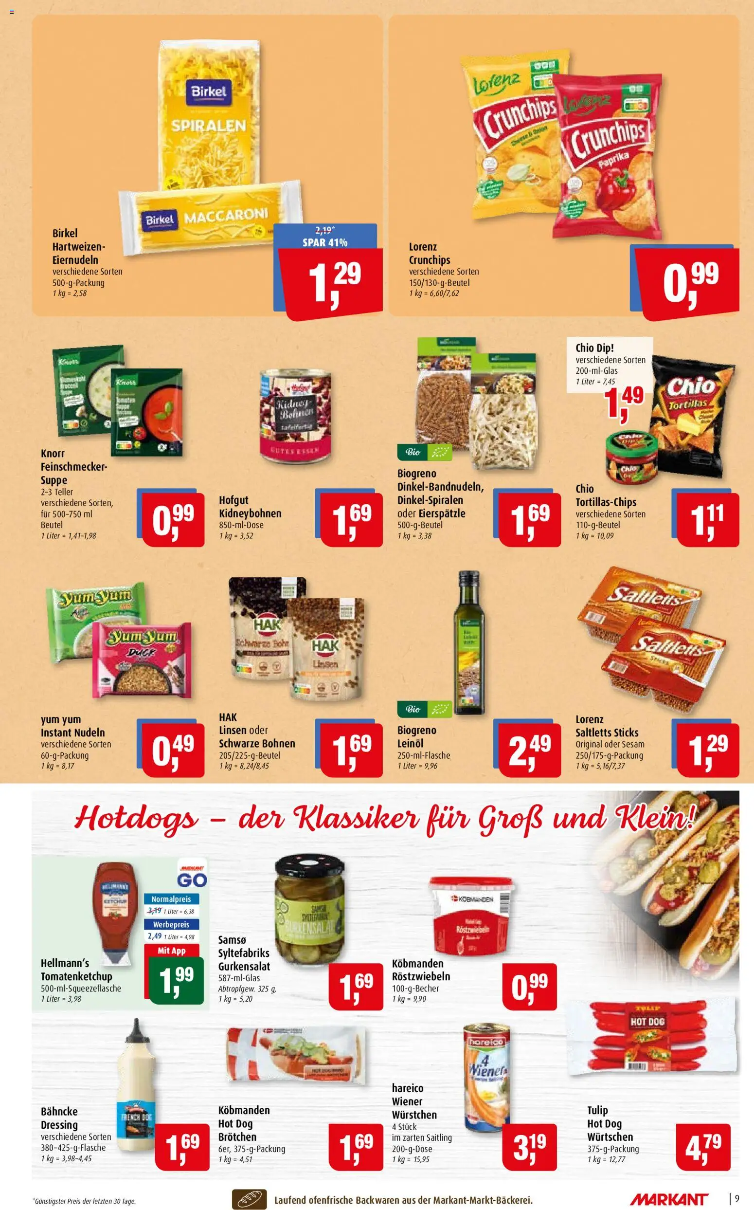 Markant Prospekt – gültig ab 10.08.2026 | Seite: 9 | Produkte: Leinöl, Dressing, Knorr, Nudeln