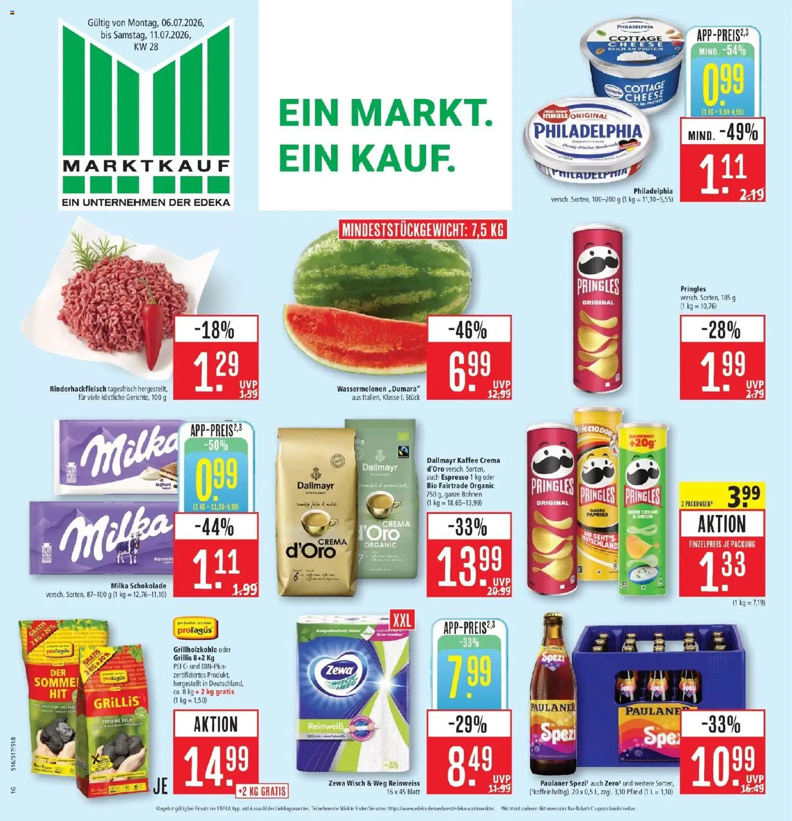 Marktkauf Prospekt Böblingen – gültig ab 06.07.2026 | Seite: 1 | Produkte: Kaffee, Philadelphia, Zewa, Dallmayr