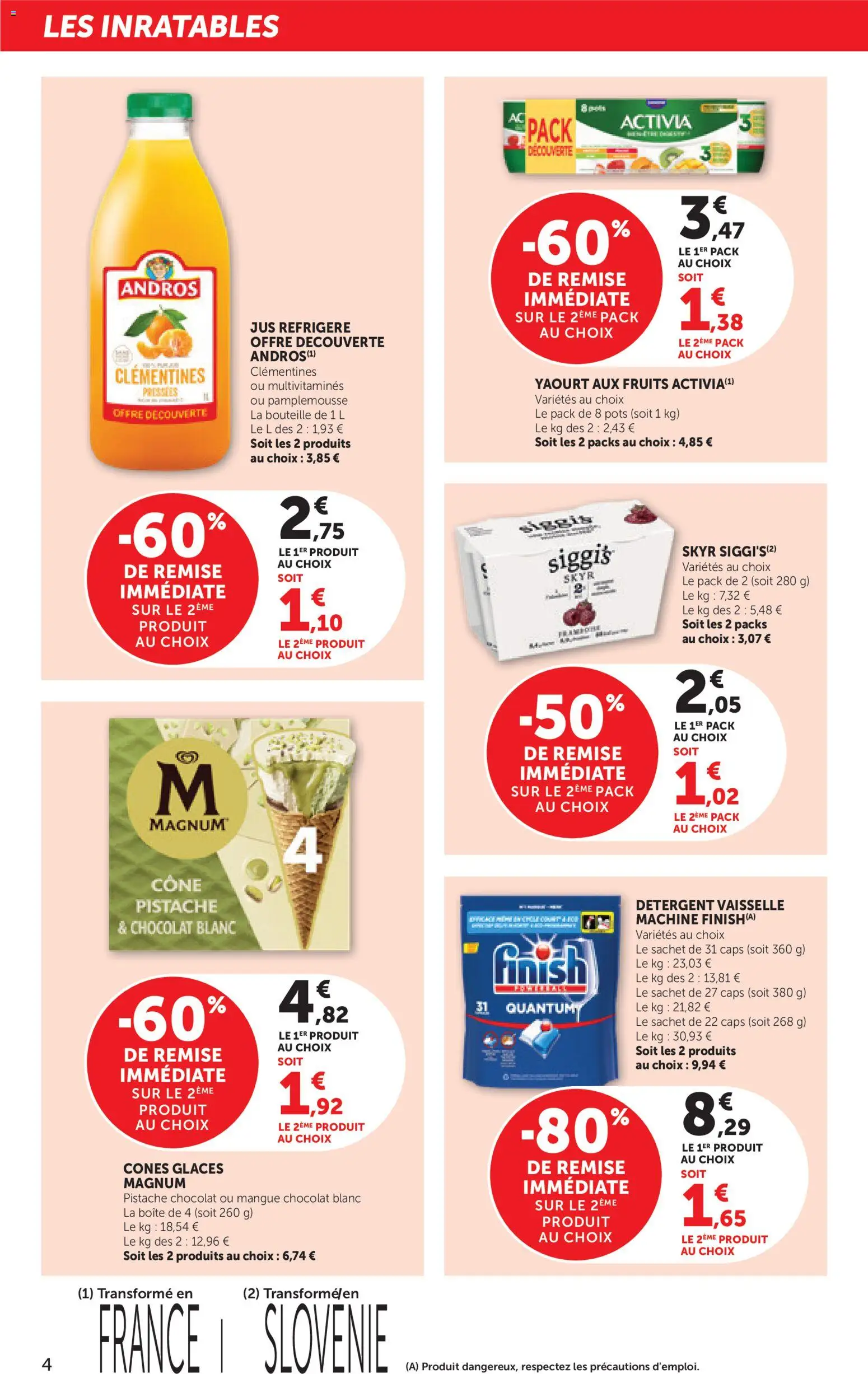 {H1} | Page: 4 | Produits: Glaces, Mangue, Détergent, Skyr