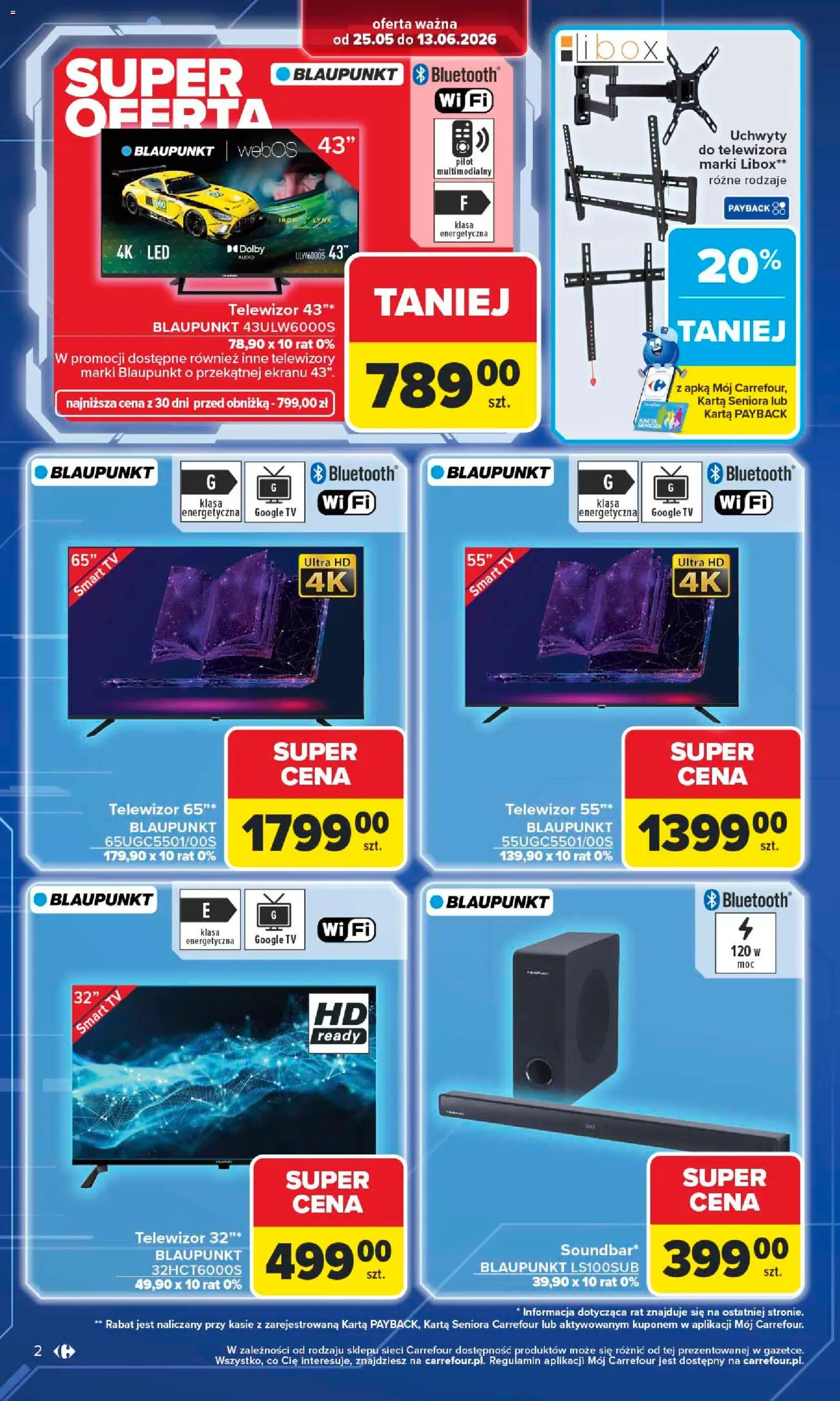 Carrefour gazetka - Multimedia od 25.05.2026 | Strona: 2 | Produkty: Karta, Telewizor, Audio