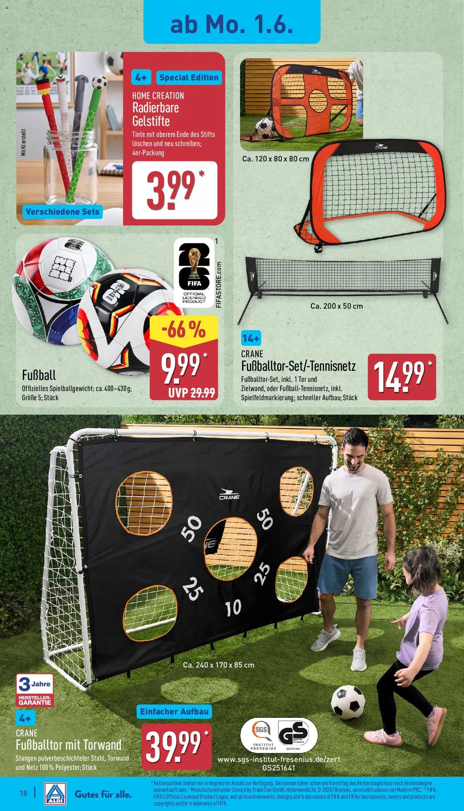 Aldi Prospekt – gültig ab 01.06.2026 | Seite: 18 | Produkte: Fußball, Home creation
