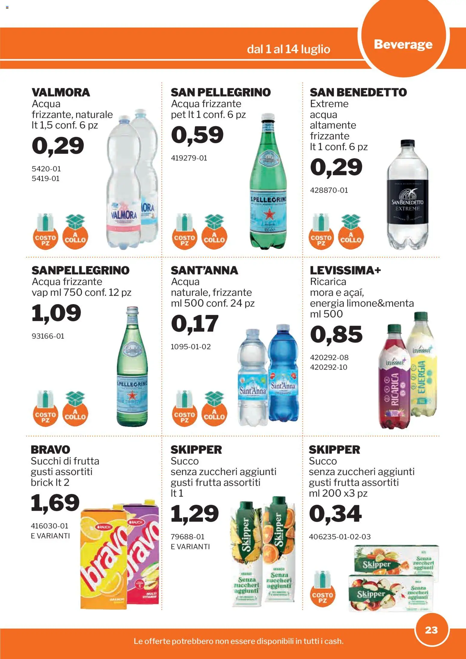 Volantino Sogegross del 01/07/2026 | Pagina: 23 | Prodotti: Succo, Acqua, Frutta