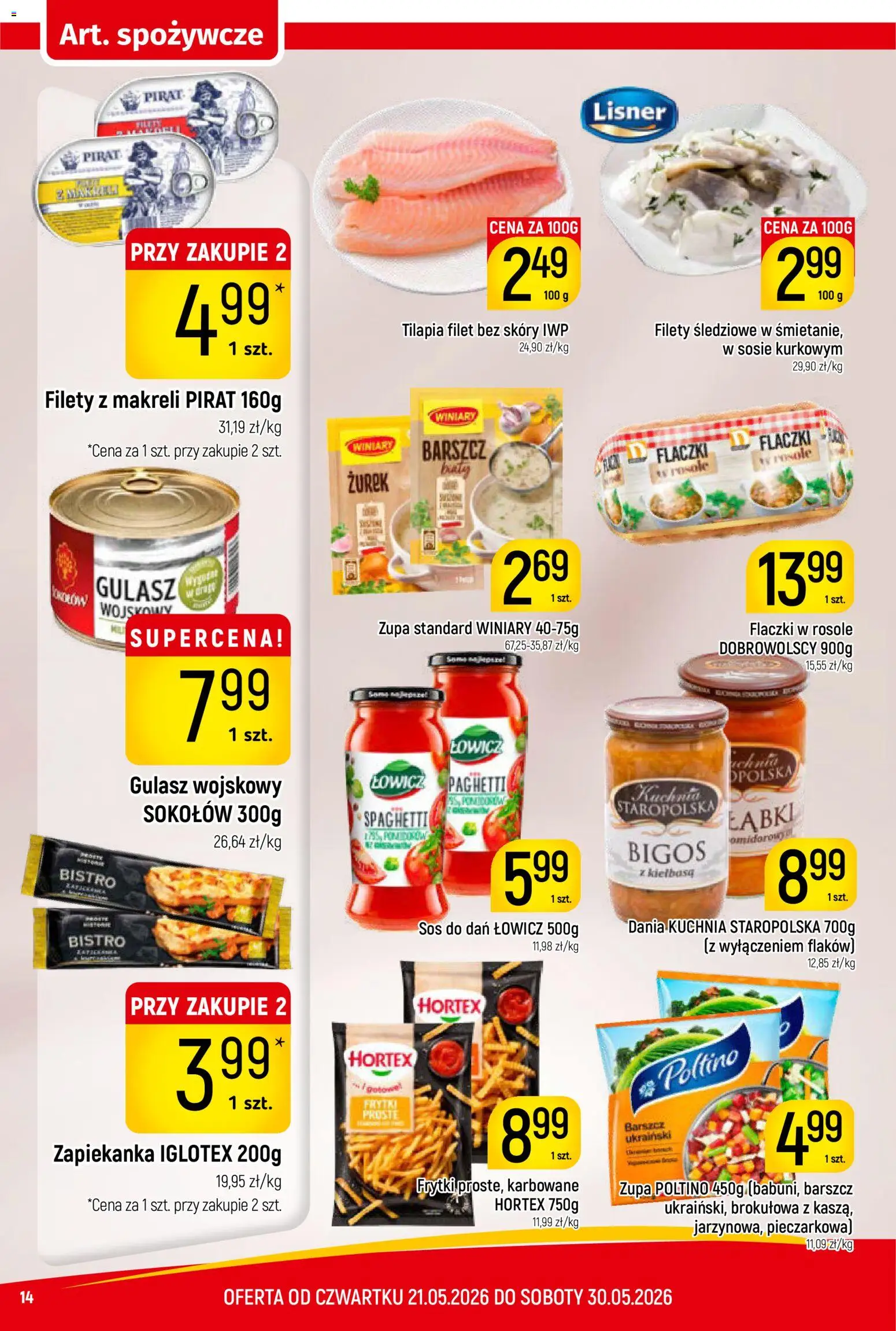 Piotruś Pan gazetka od 21.05.2026 | Strona: 14 | Produkty: Kiełbasa, Barszcz, Zupa, Sos