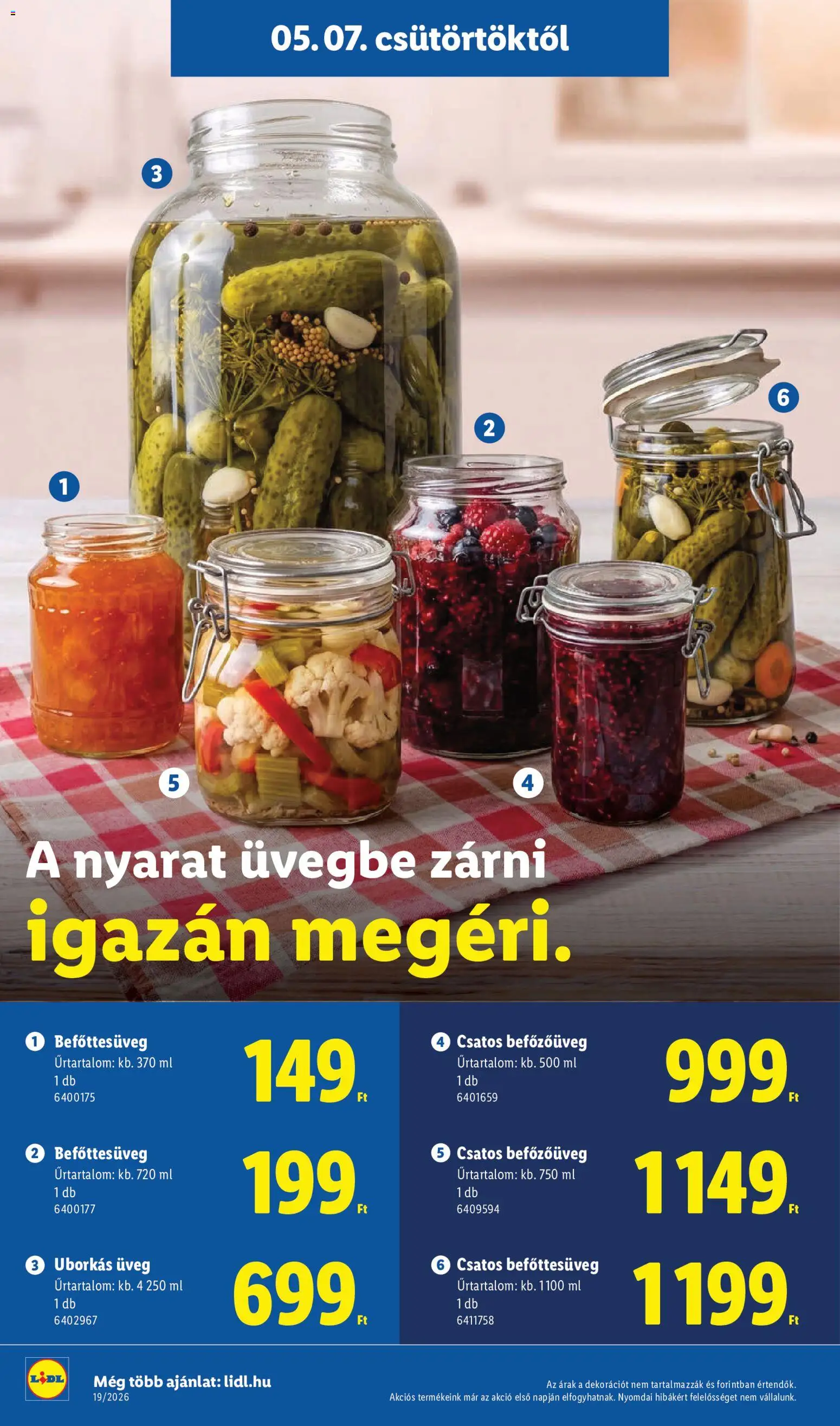 Lidl akciós ujság - amely érvényes a következő dátumtól: 07.05.2026 | Oldal: 18 | Termékek: Befőttesüveg