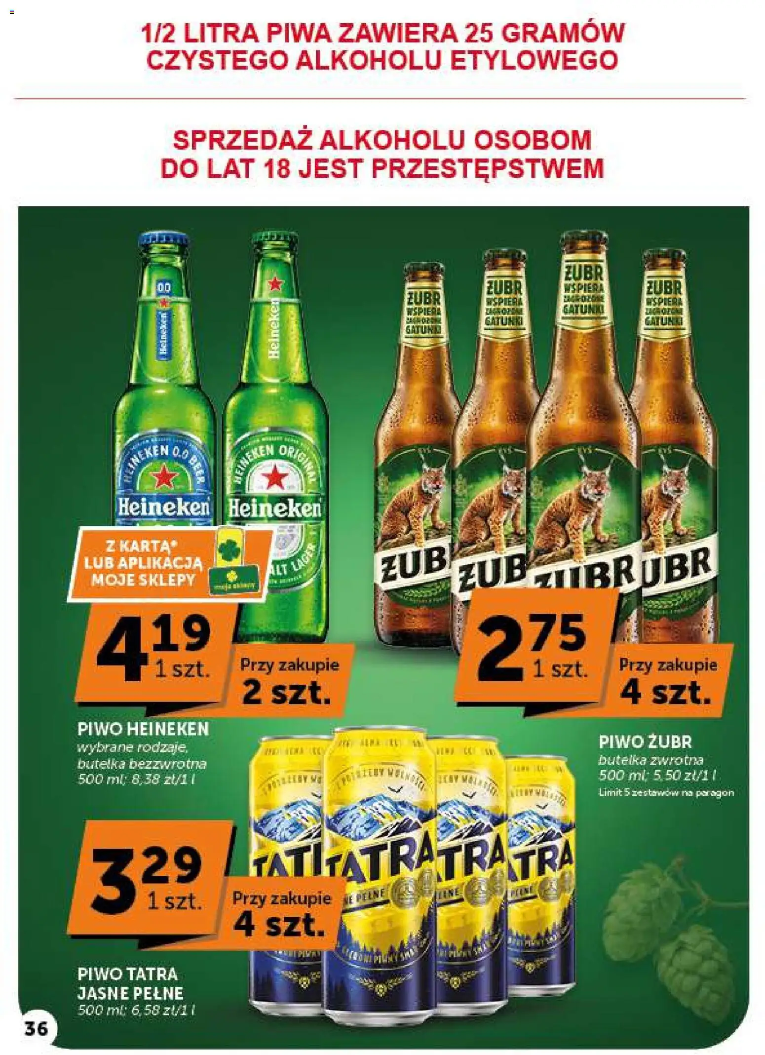 Euro Sklep gazetka od 22.10.2026 | Strona: 36 | Produkty: Piwo żubr, Piwo Heineken, Piwo, Heineken