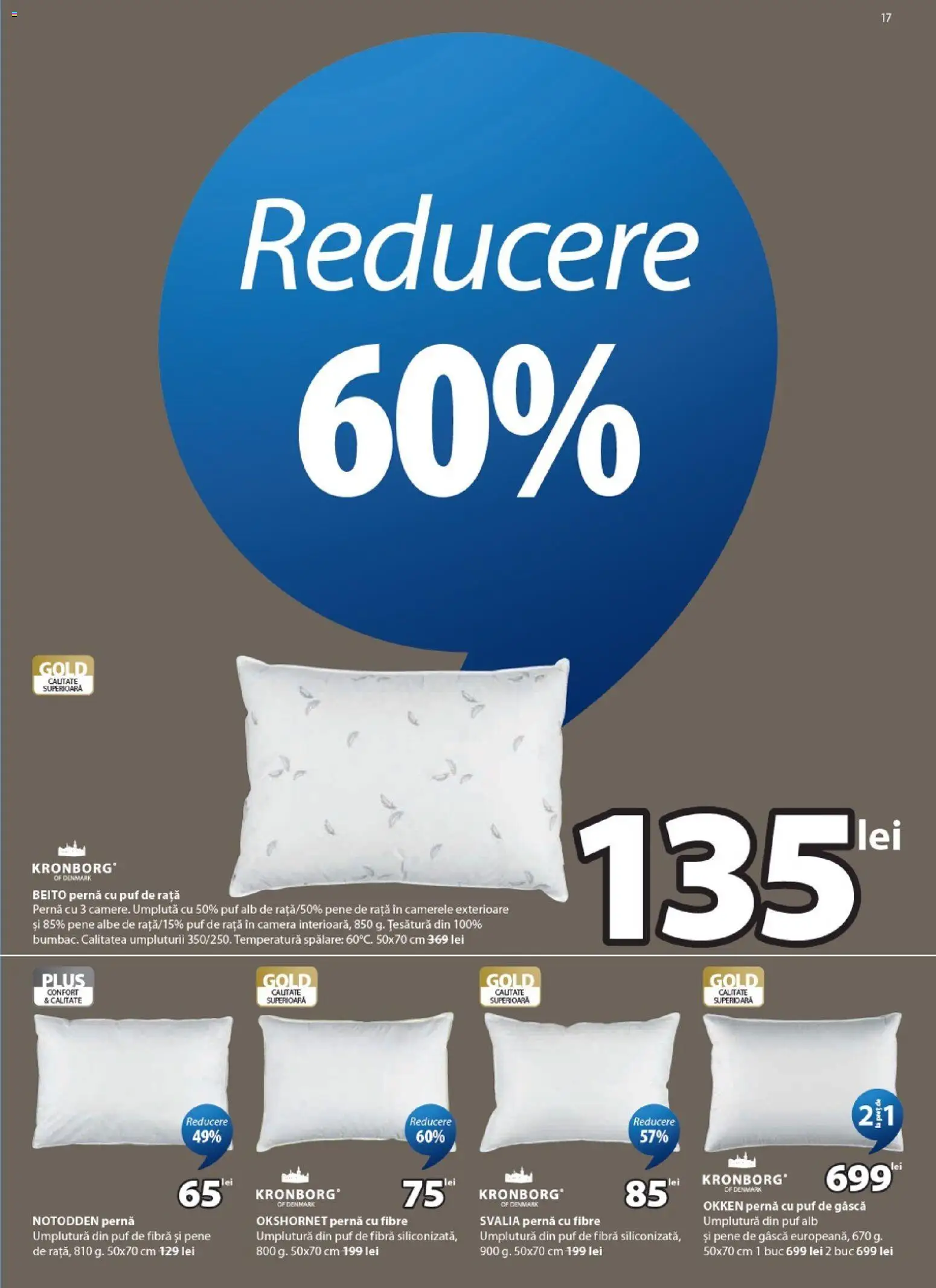 Noul catalog JYSK – valabil de la 25.08.2026 | Pagină: 17 | Produse: Cameră, Pernă, Rață, Plus