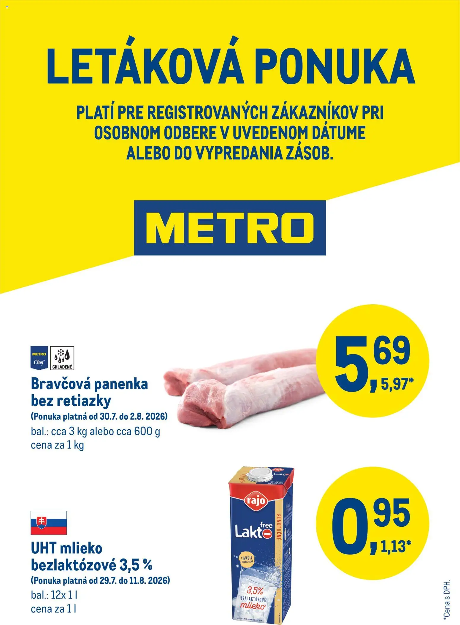 Nové Metro akcie – leták je platný od 30.07.2026 | Strana: 1 | Produkty: Mlieko, Bravčová panenka