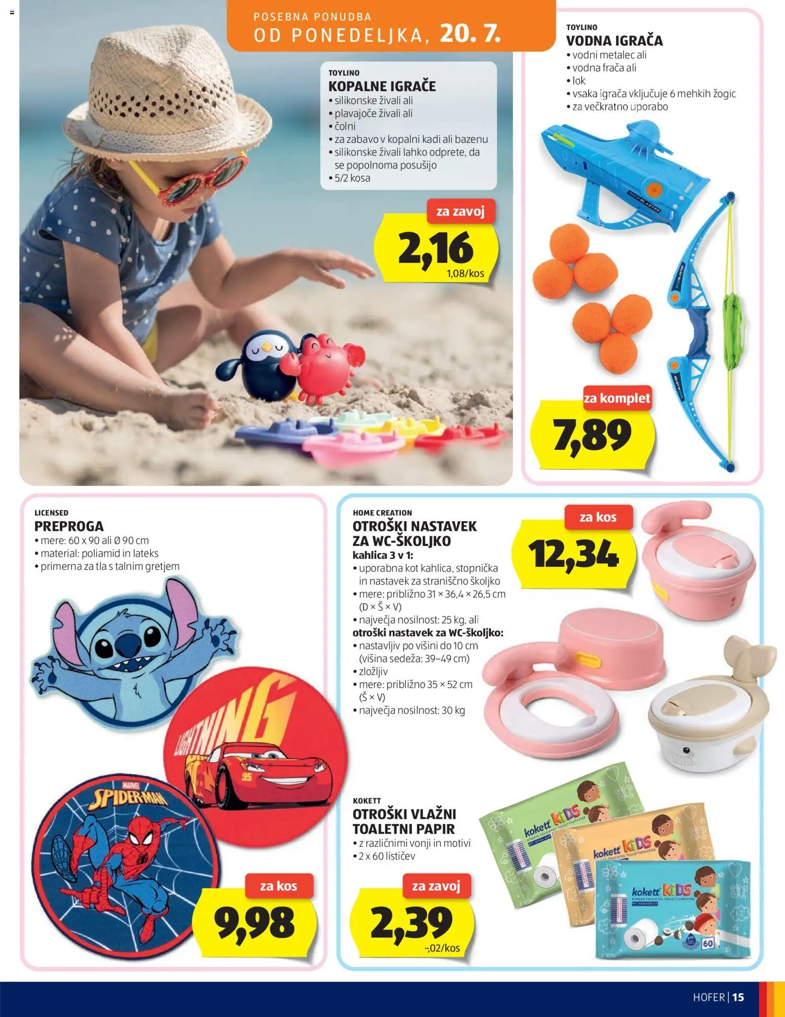 Hofer SI katalog | vrijedi od 15.07.2026 | Stranica: 15 | Proizvodi: Zavoj, Toaletni papir, Spiderman