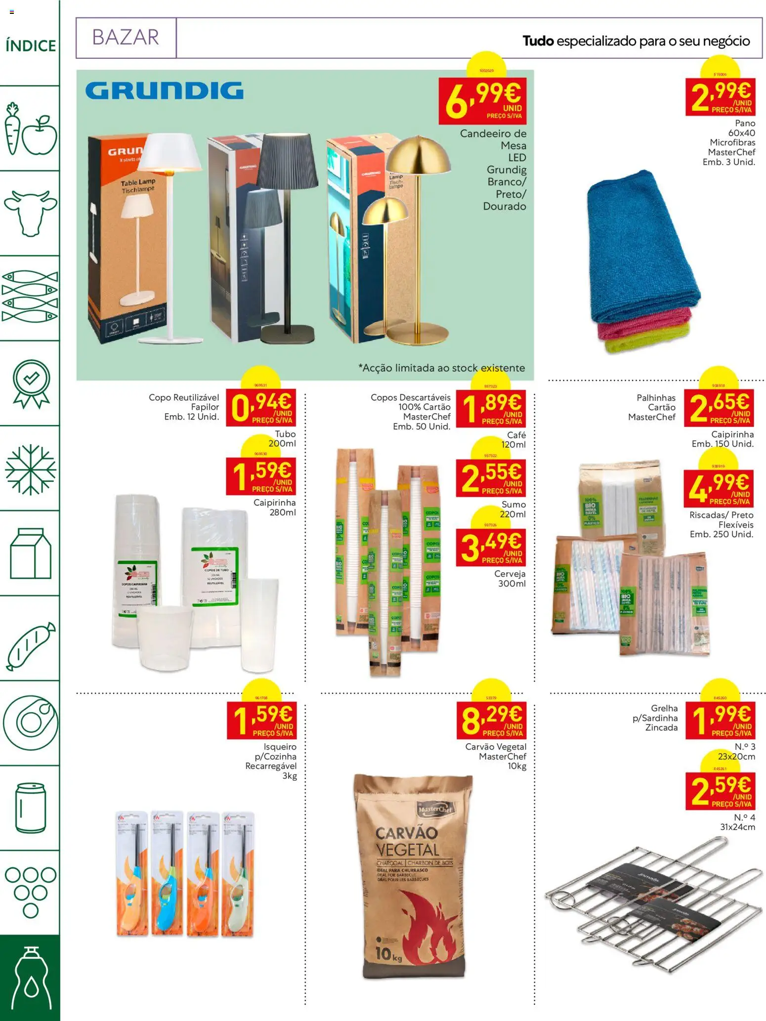 Recheio Horeca │ válido de 11/08/2026 | Página: 28 | Produtos: Candeeiro, Carvão vegetal, Café, Sumo