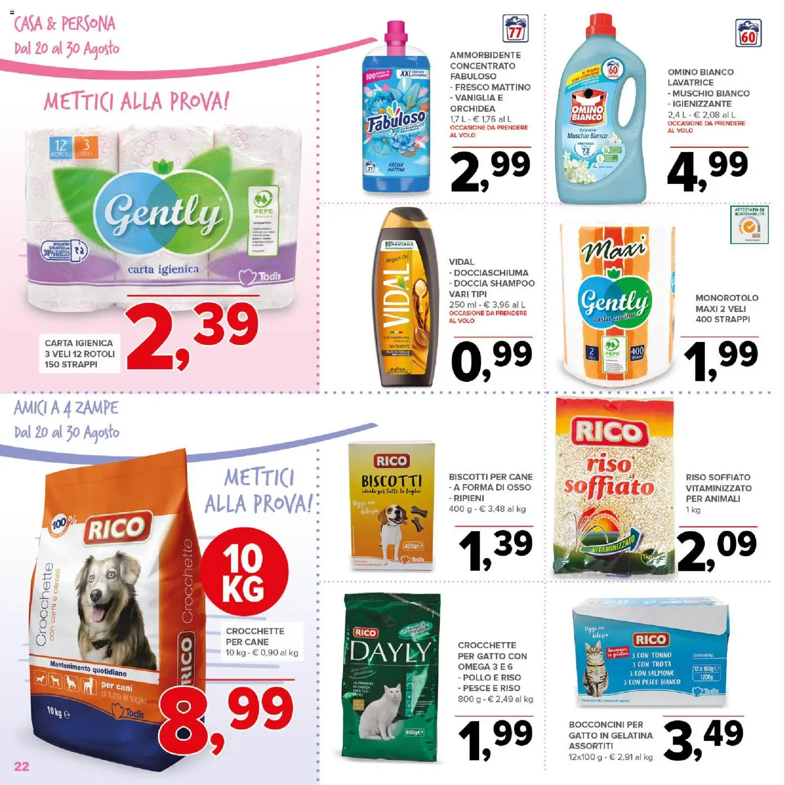Volantino Todis del 20/08/2026 | Pagina: 22 | Prodotti: Vaniglia, Salmone, Trota, Omega