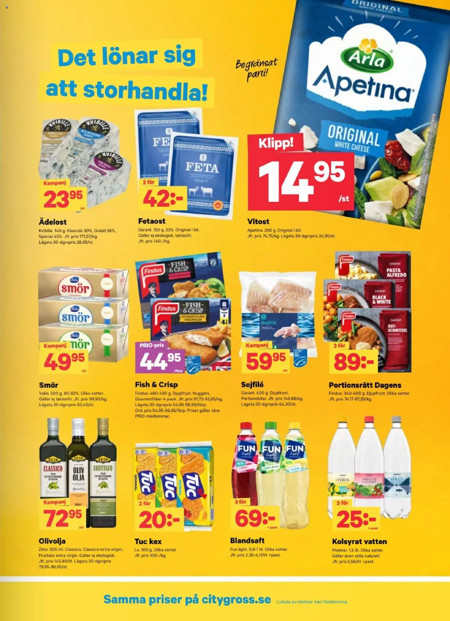 City Gross reklamblad aktuell från 19/10/2026 | Sida: 7 | Produkter: Fetaost, Ost, Olja, Vatten