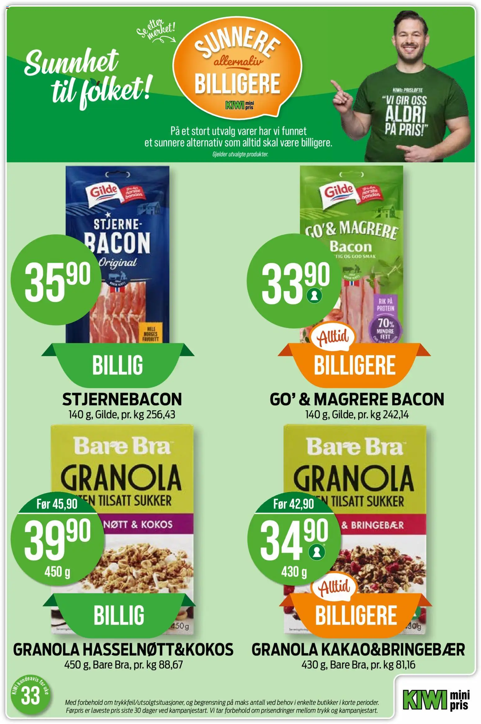 {H1} | Side: 14 | Produkter: Stjernebacon, Kiwi, Bringebær, Protein