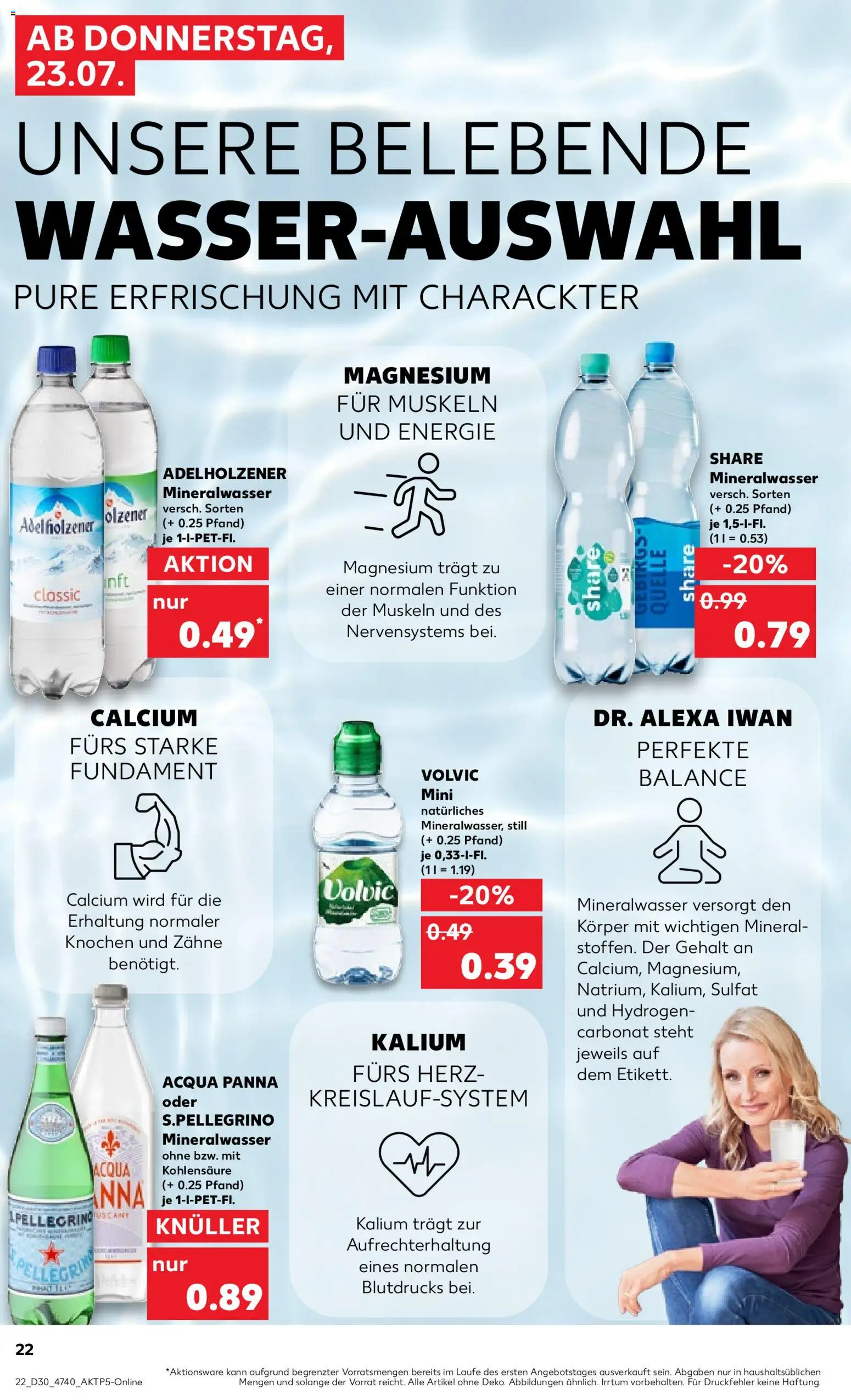 Kaufland Prospekt Hannover – gültig ab 23.07.2026 | Seite: 22 | Produkte: Adelholzener, Mineralwasser, Volvic