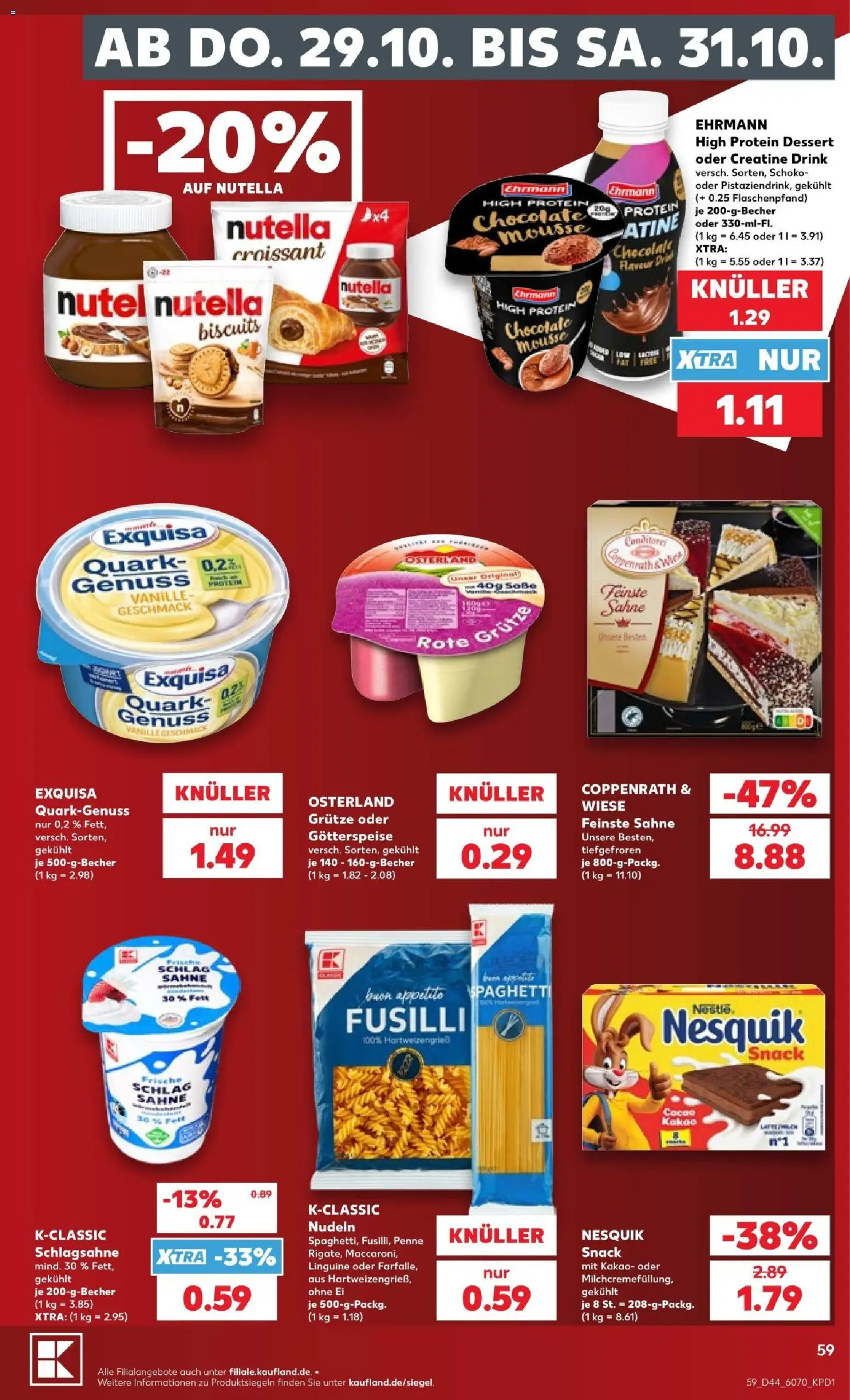 Kaufland Prospekt Berlin – gültig ab 25.10.2026 | Seite: 59 | Produkte: Schlagsahne, Croissant, Nutella, Sahne