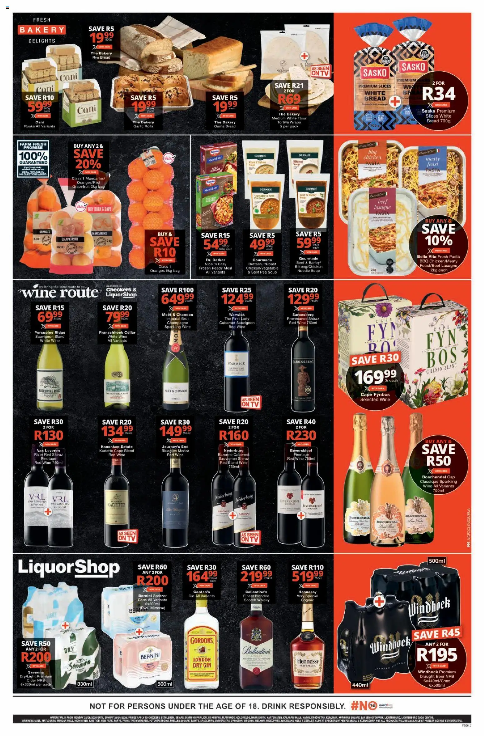 New Checkers catalogue – valid from 22/06/2026 | Page: 3 | Products: Flour, TV, Wine, Beer