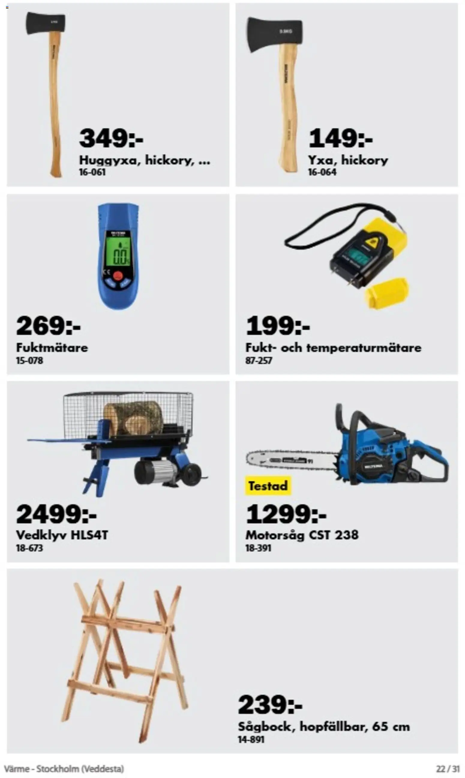 Biltema reklamblad aktuell från 23/10/2026 | Sida: 22 | Produkter: Motorsåg, Vedklyv