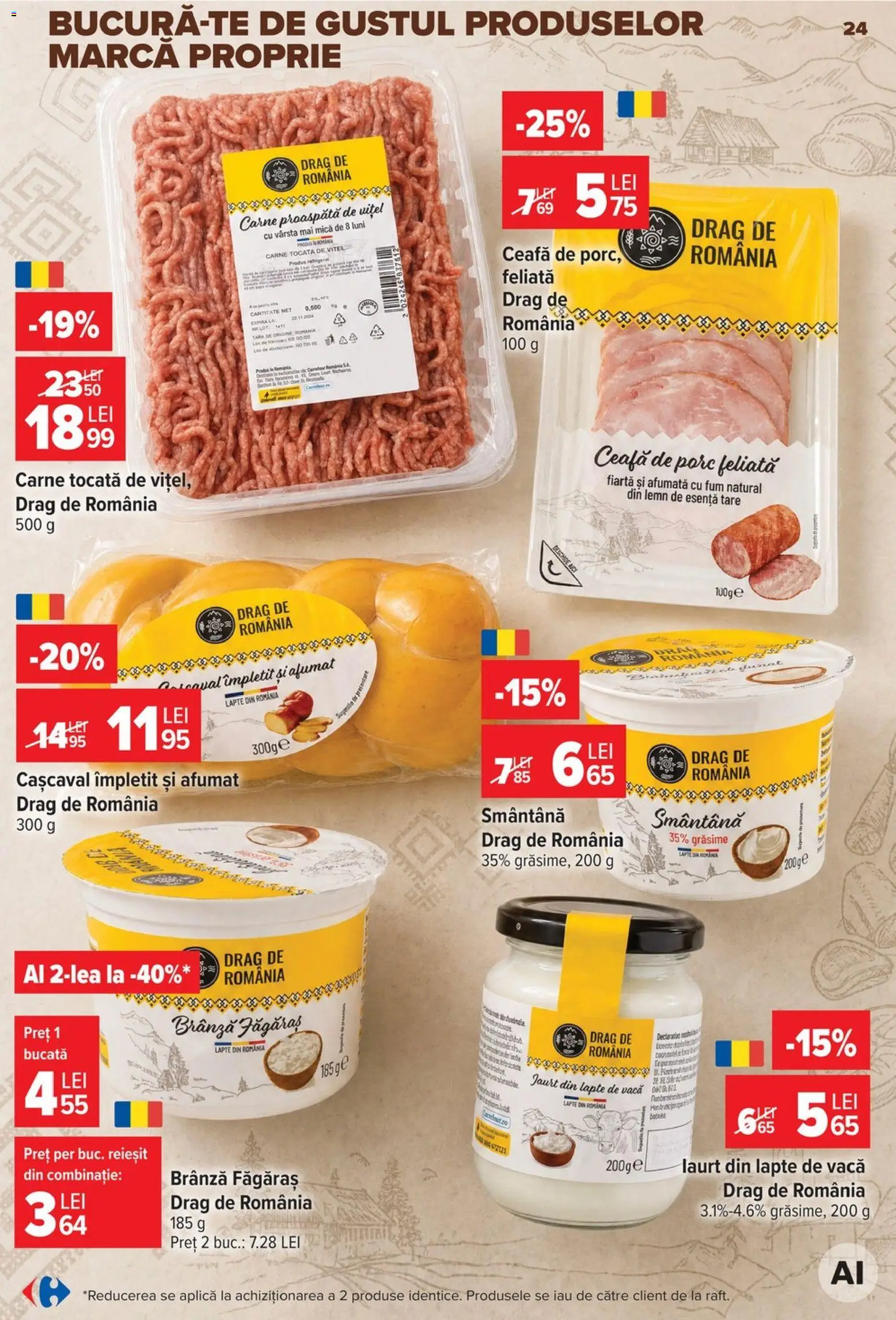 Noul catalog Carrefour – valabil de la 19.08.2026 | Pagină: 24 | Produse: Aplică, Cașcaval, Lapte, Carne tocată