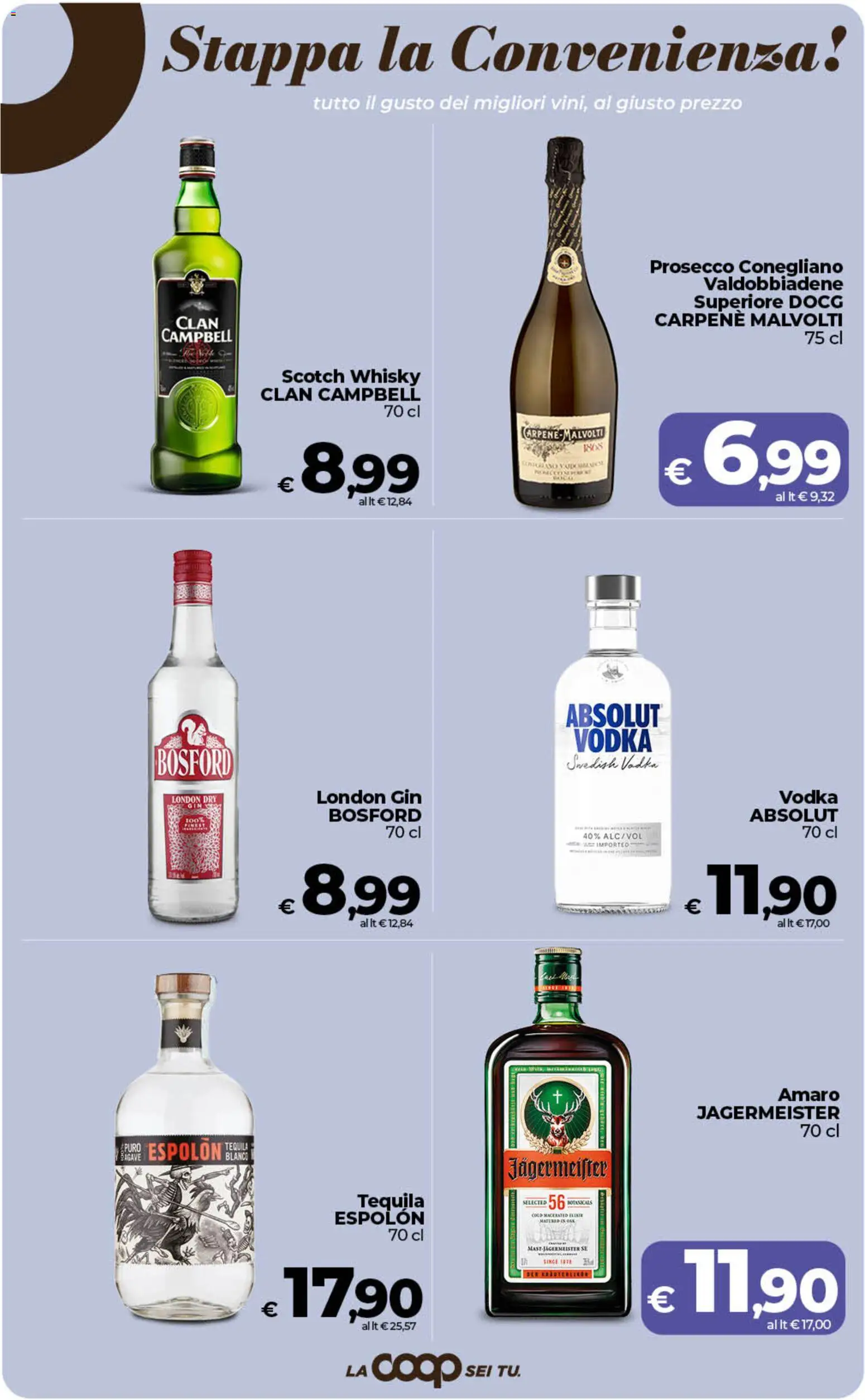 Volantino Ipercoop del 19.05.2026 | Pagina: 43 | Prodotti: Gin, Vodka, Prosecco, Tequila