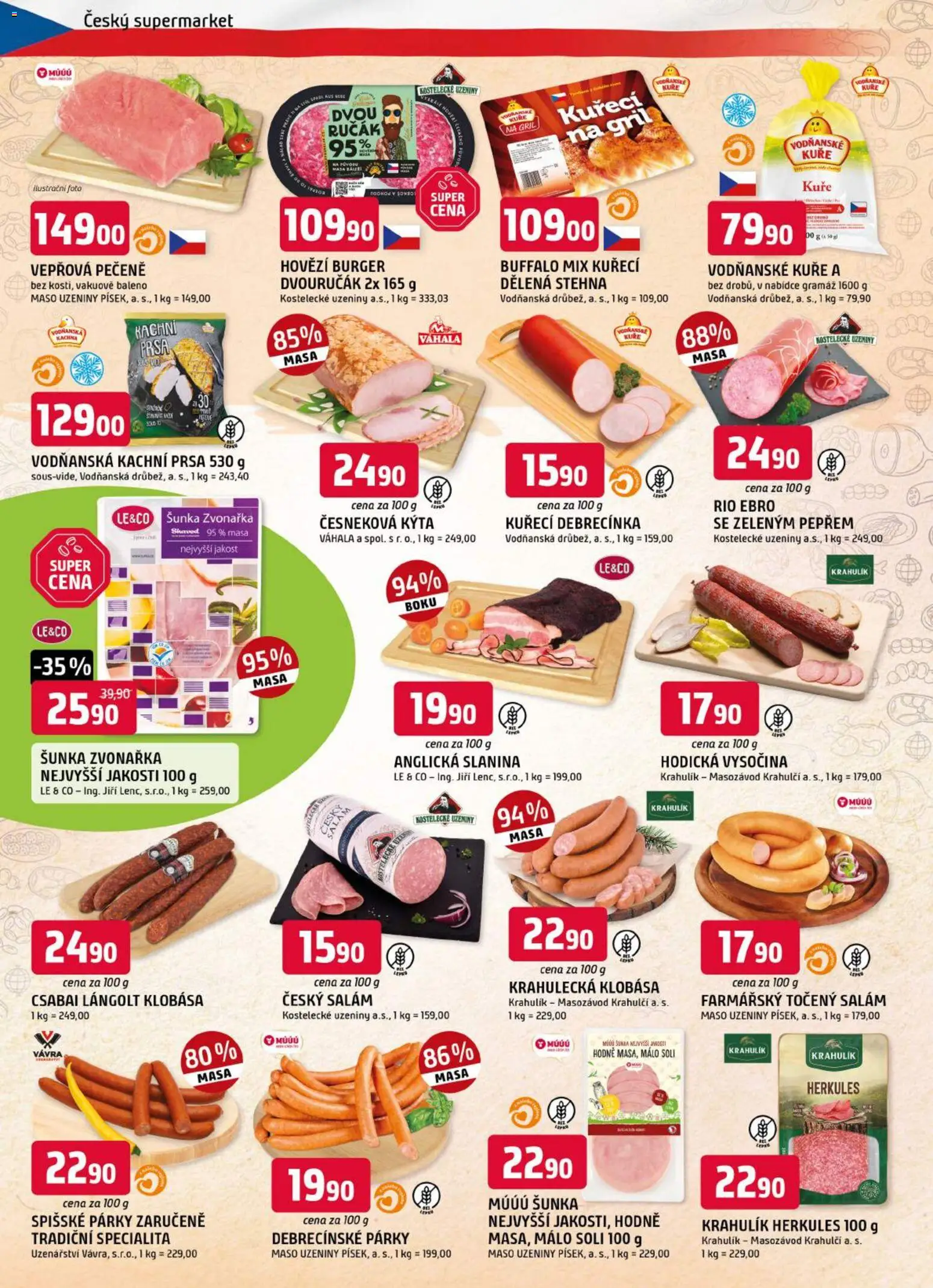 Trefa leták od 27.05.2026 | Strana: 2 | Produkty: Hovězí, Klobása, Anglická slanina, Točený salám